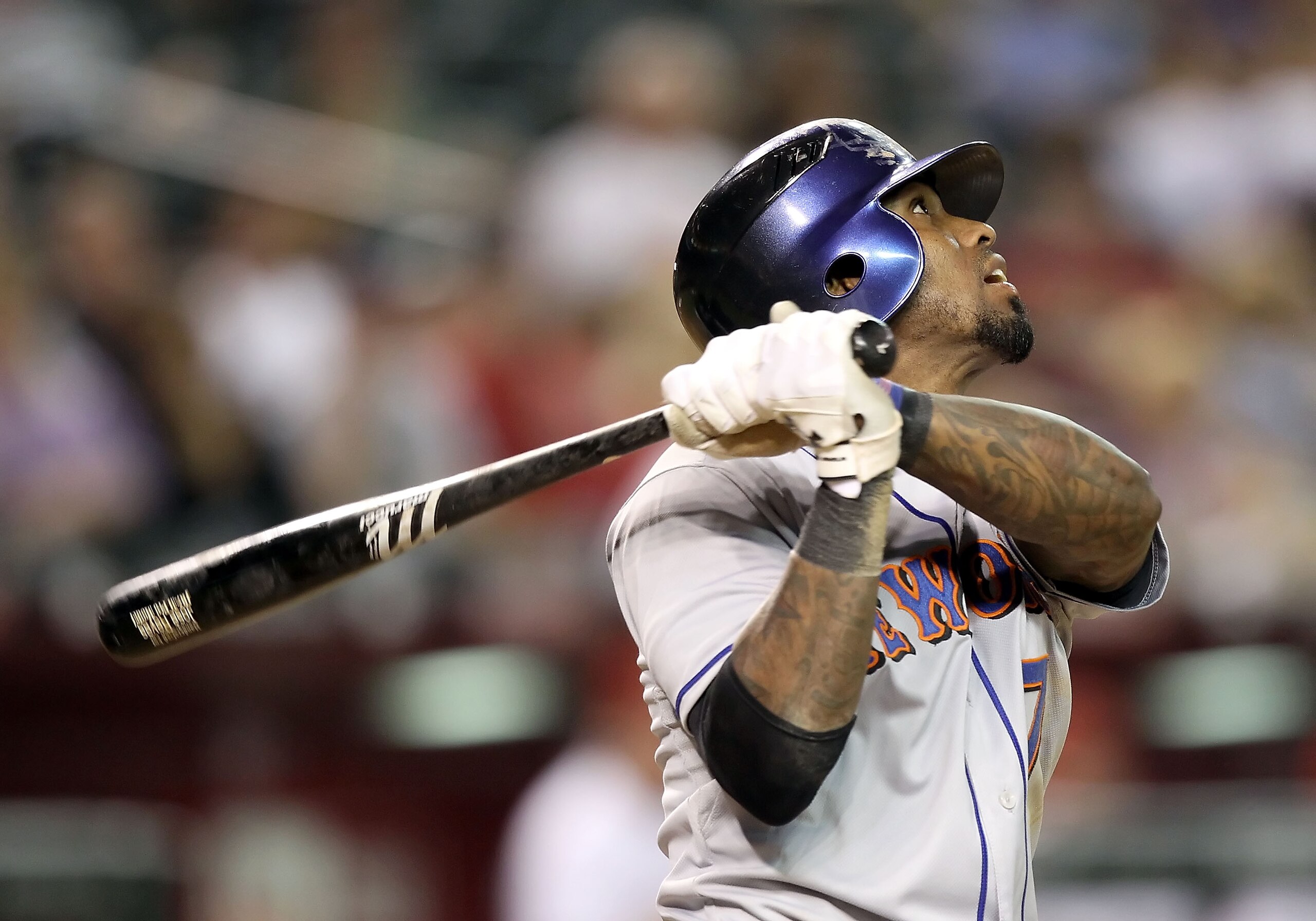 PHOENIX - JULY 20:  Jose Reyes #7 of the New York Mets bats against the Arizona Diamondbacks during the Major League Baseball game at Chase Field on July 20, 2010 in Phoenix, Arizona.  (Photo by Christian Petersen/Getty Images)