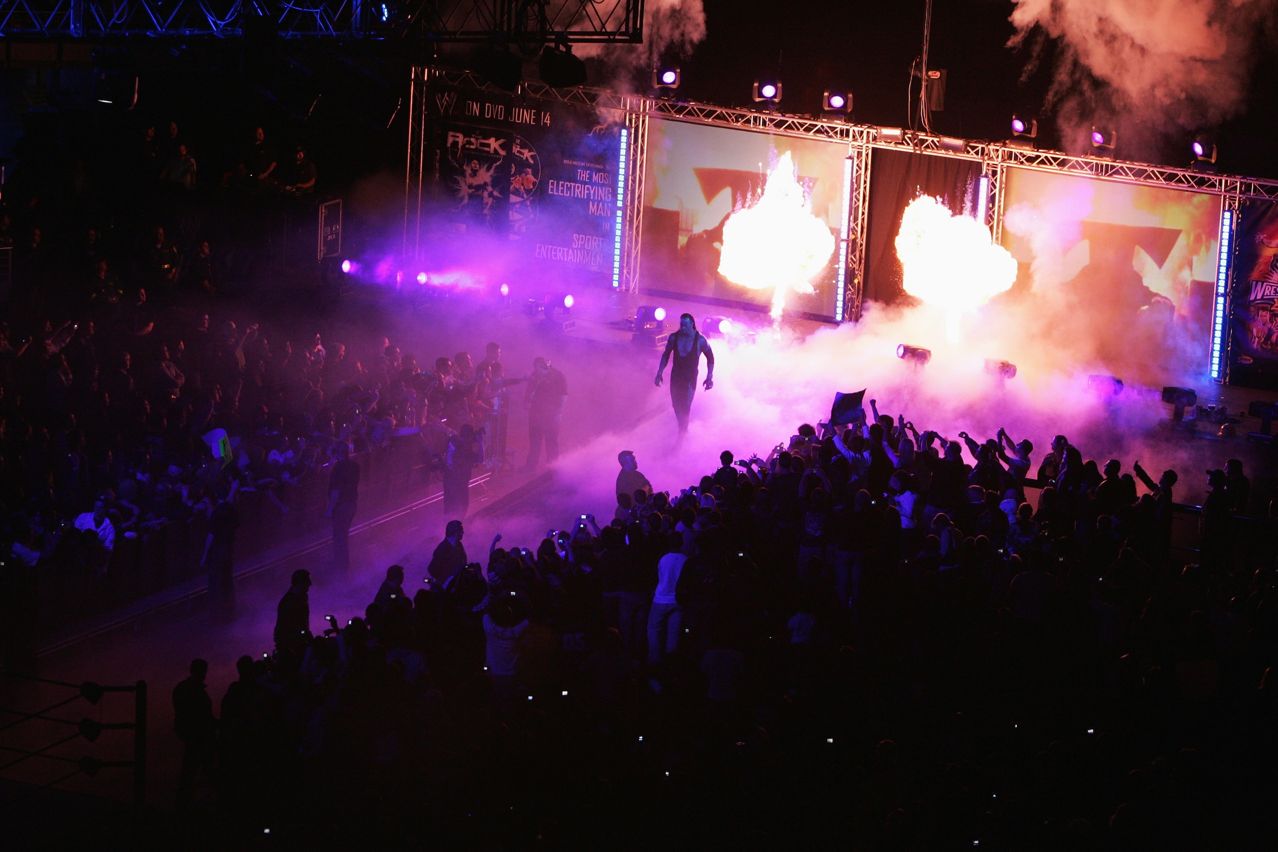 SYDNEY, AUSTRALIA - JUNE 15. The Undertaker enters the arena during WWE Smackdown at Acer Arena on June 15, 2008 in Sydney, Australia.  (Photo by Gaye Gerard/Getty Images)