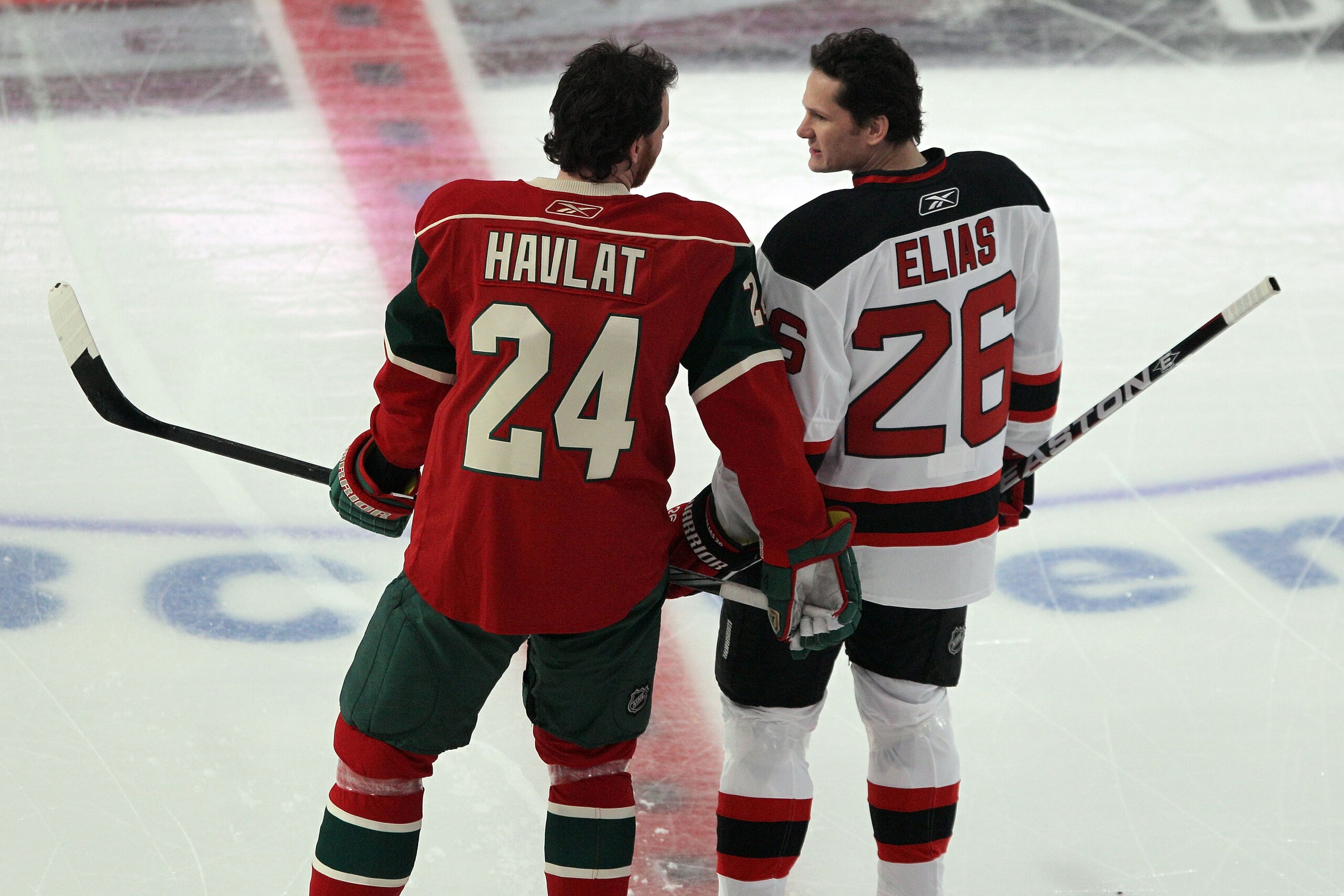 RALEIGH, NC - JANUARY 29: Martin Havlat #24 of the Minnesota Wild and Patrik Elias #26 of the New Jersey Devils warm up prior to the Honda NHL SuperSkills competition part of 2011 NHL All-Star Weekend at the RBC Center on January 29, 2011 in Raleigh, Nor RALEIGH, NC - JANUARY 29: Martin Havlat #24 of the Minnesota Wild and Patrik Elias #26 of the New Jersey Devils warm up prior to the Honda NHL SuperSkills competition part of 2011 NHL All-Star Weekend at the RBC Center on January 29, 2011 in Raleigh, Nor