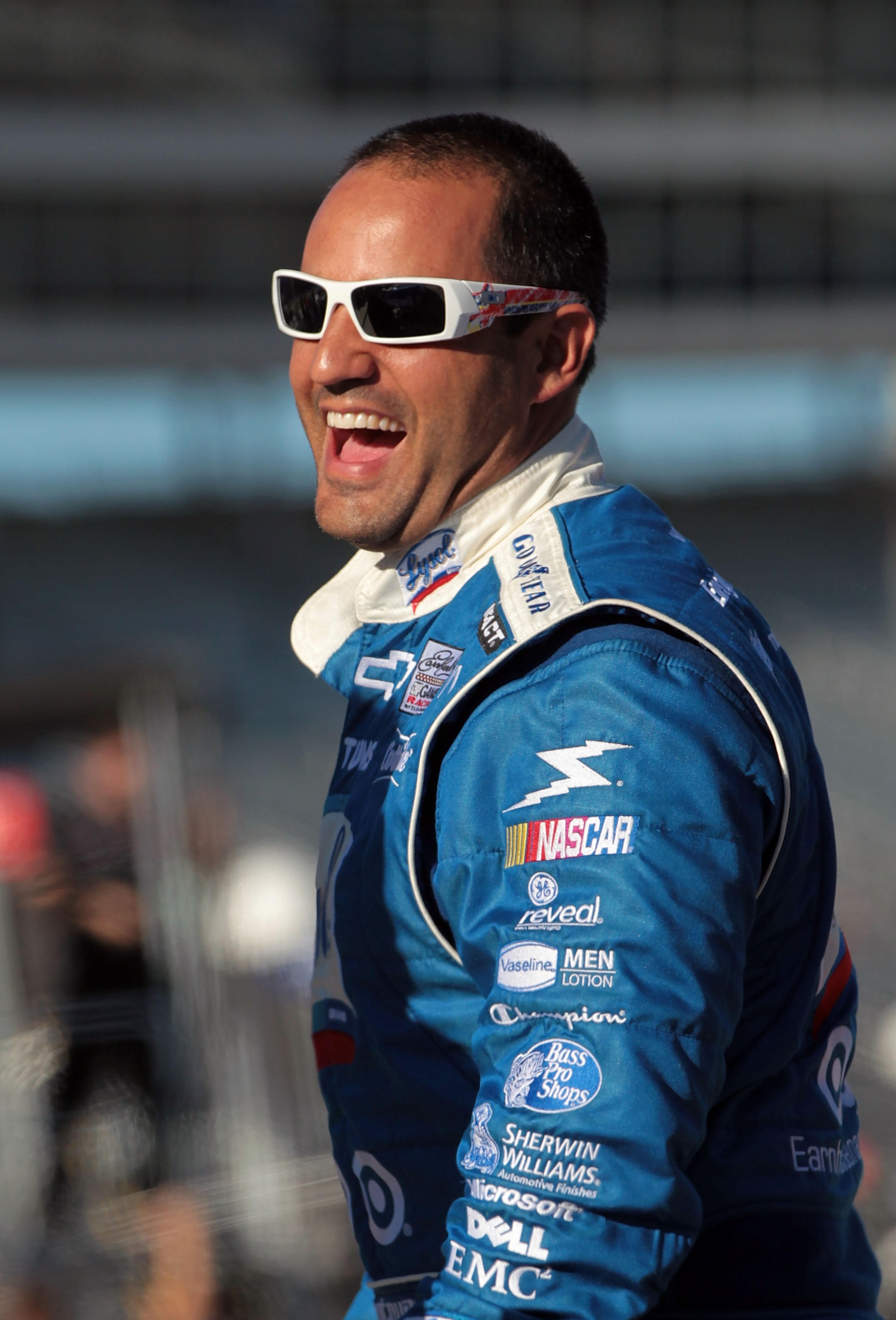 FORT WORTH, TX - NOVEMBER 05:  Juan Pablo Montoya, driver of the #42 Lysol/Target Chevrolet, stands on the grid during qualifying for the NASCAR Sprint Cup Series AAA Texas 500 at Texas Motor Speedway on November 5, 2010 in Fort Worth, Texas.  (Photo by J