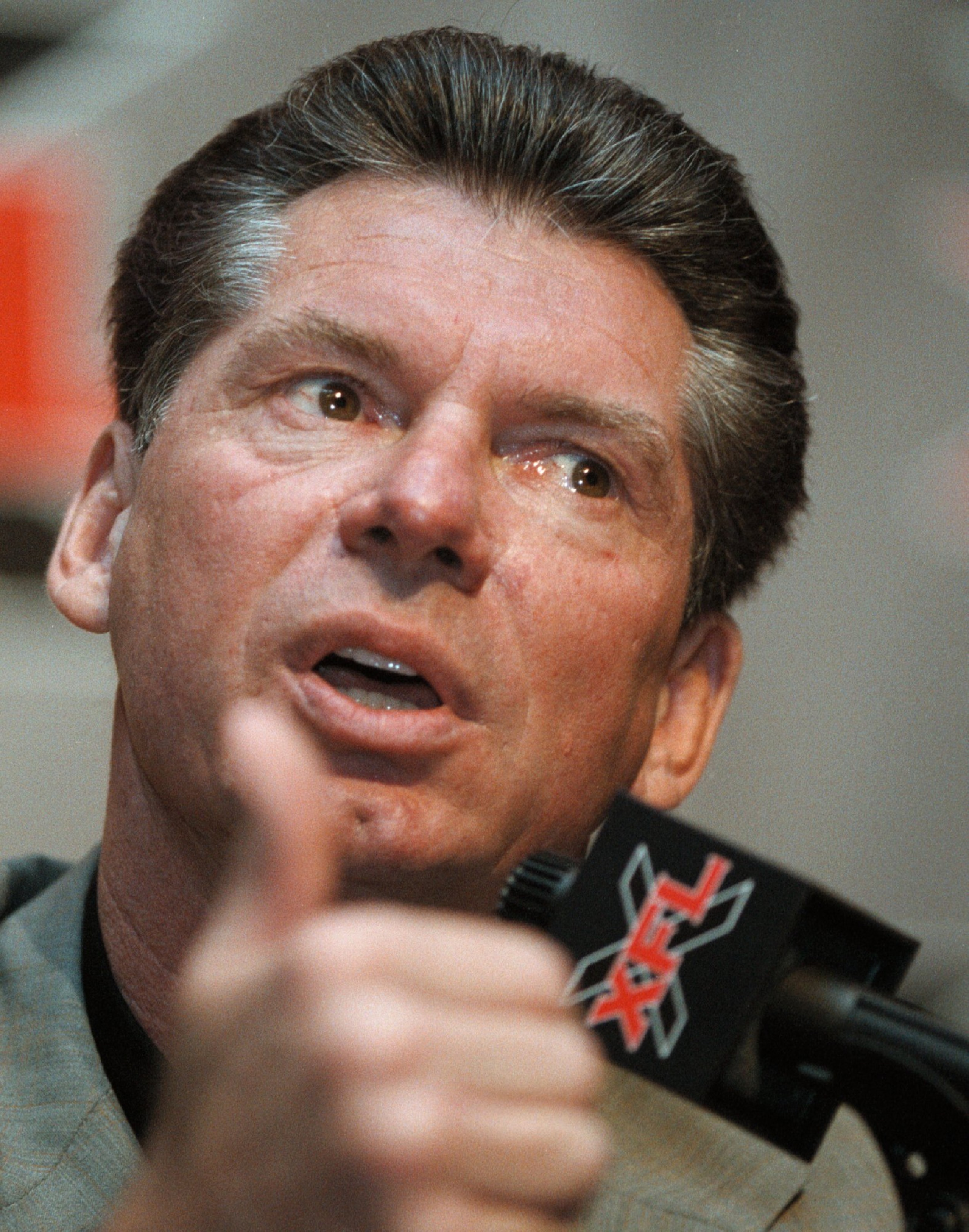 370880 07: Vince K. McMahon, Co-Founder of World Wrestling Federation Entertainment, Inc., gives the thumbs-up as he addresses the media June 13, 2000 in Chicago. WWF Entertainment officials were in Chicago to confirm that Chicago will be one of eight cha