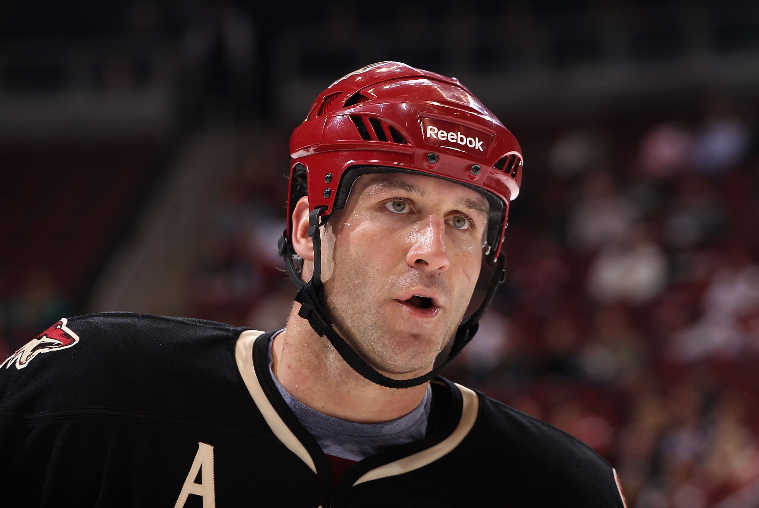 GLENDALE, AZ - JANUARY 25: Ed Jovanovski #55 of the Phoenix Coyotes skates to the bench during the NHL game against the Edmonton Oilers at Jobing.com Arena on January 25, 2011 in Glendale, Arizona. The Oilers defeated the Coyotes 4-3. (Photo by Christ GLENDALE, AZ - JANUARY 25: Ed Jovanovski #55 of the Phoenix Coyotes skates to the bench during the NHL game against the Edmonton Oilers at Jobing.com Arena on January 25, 2011 in Glendale, Arizona. The Oilers defeated the Coyotes 4-3. (Photo by Christ