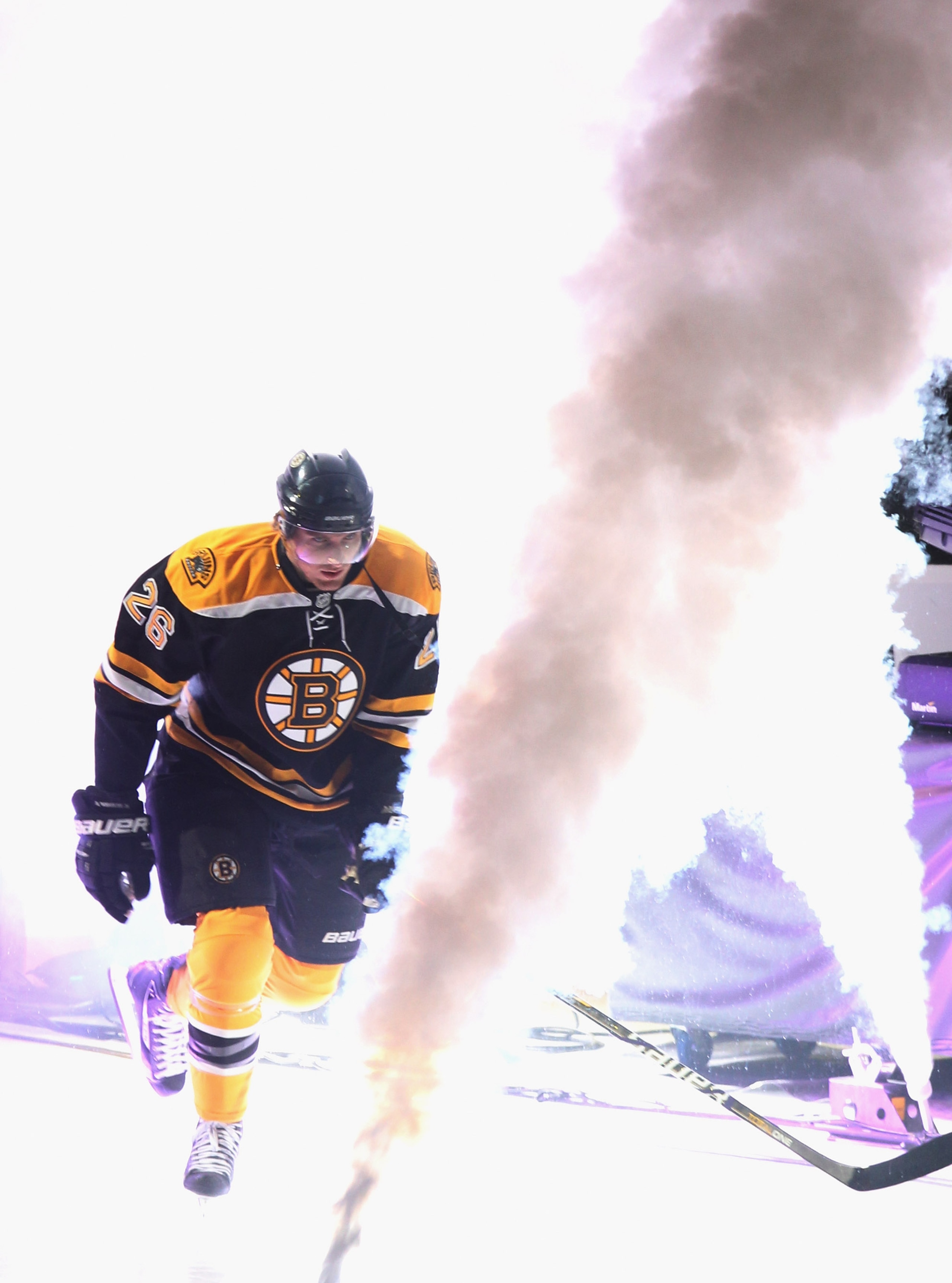 BOSTON - OCTOBER 21: Blake Wheeler #26 of the Boston Bruins skates out to play against the  Washington Capitals at the TD Garden on October 21, 2010 in Boston, Massachusetts.  (Photo by Bruce Bennett/Getty Images)