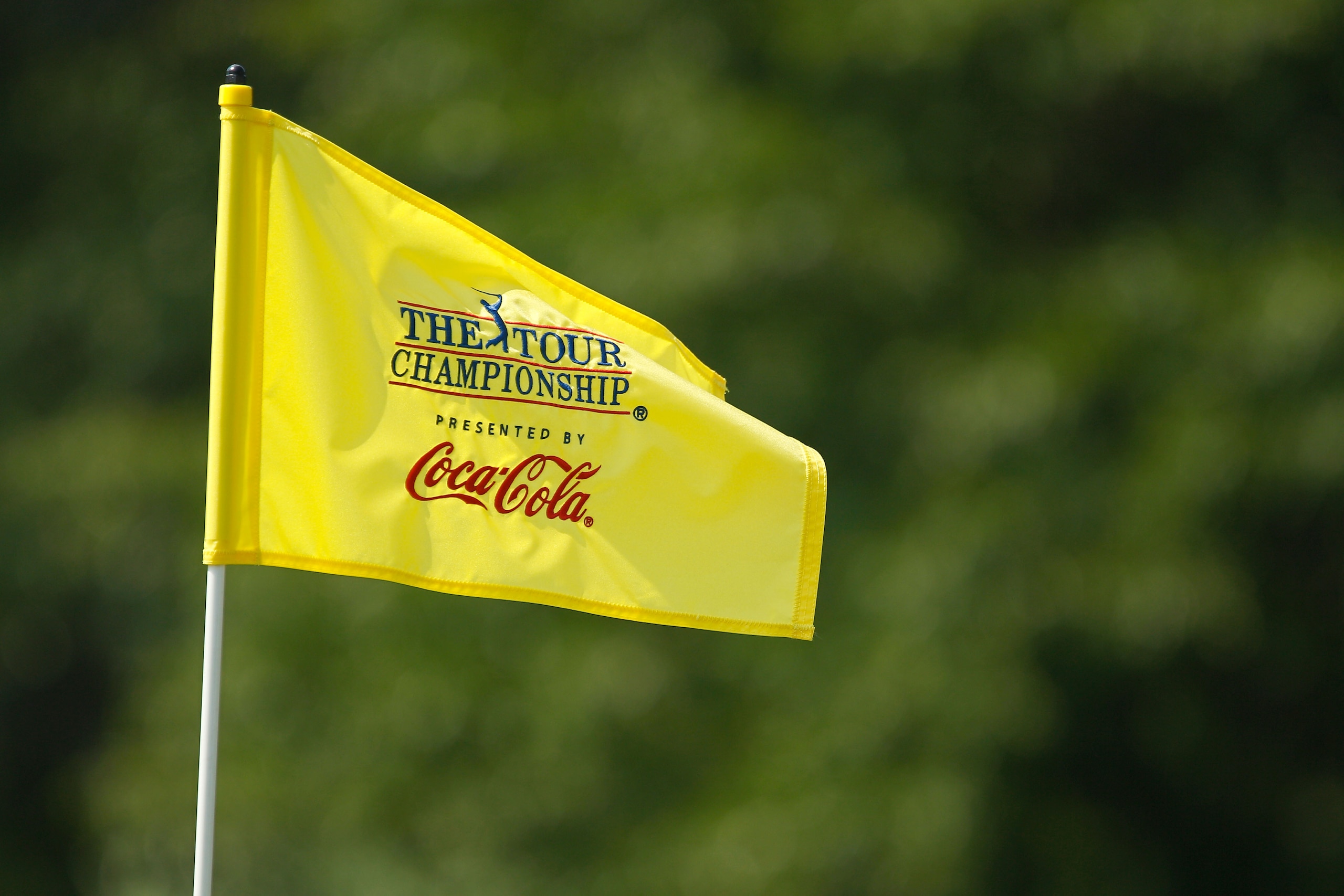 ATLANTA - SEPTEMBER 23:  A flag blows in the breeze on the practice range during the first round of THE TOUR Championship presented by Coca-Cola at East Lake Golf Club on September 23, 2010 in Atlanta, Georgia.  (Photo by Scott Halleran/Getty Images)