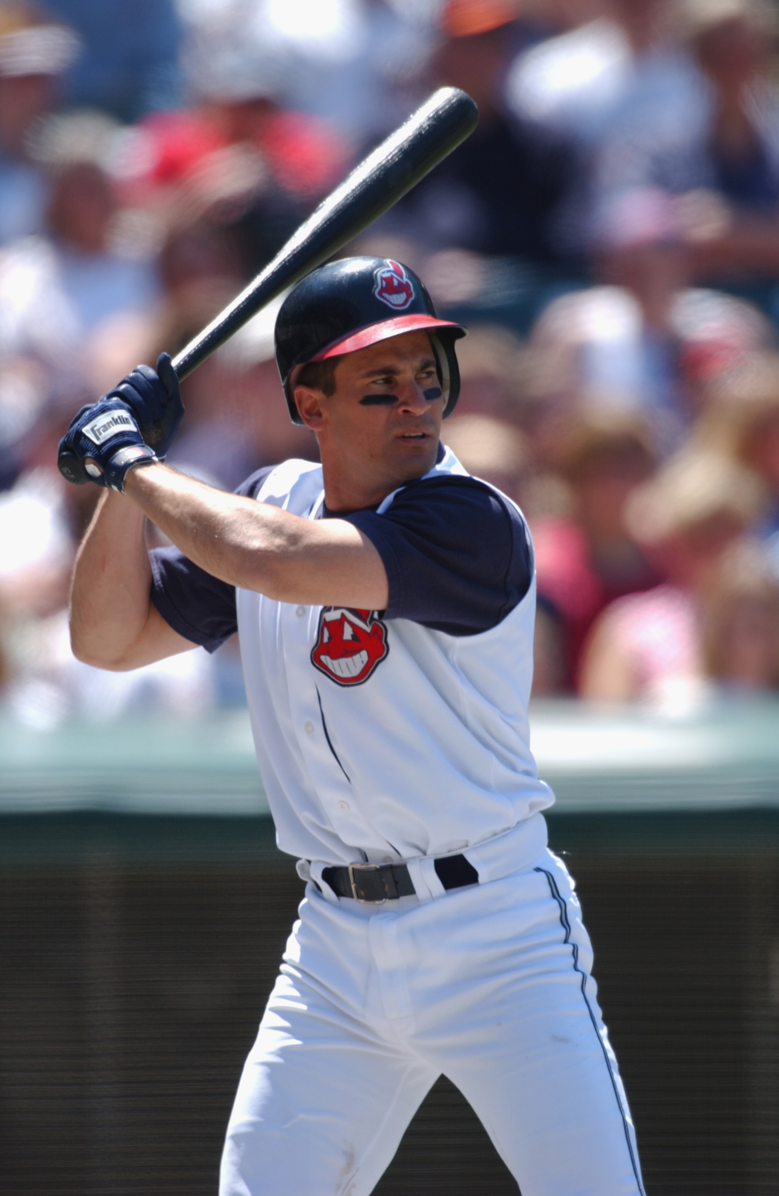 CLEVELAND - MAY 27: Shortstop Omar Vizquel #13 of the Cleveland Indians waits for the pitch during the MLB game against the Detroit Tigers at Jacobs Field in Cleveland, Ohio on May 27, 2002. The Tigers defeated the Indians 4-1. (Photo by Matthew Stockman CLEVELAND - MAY 27: Shortstop Omar Vizquel #13 of the Cleveland Indians waits for the pitch during the MLB game against the Detroit Tigers at Jacobs Field in Cleveland, Ohio on May 27, 2002. The Tigers defeated the Indians 4-1. (Photo by Matthew Stockman
