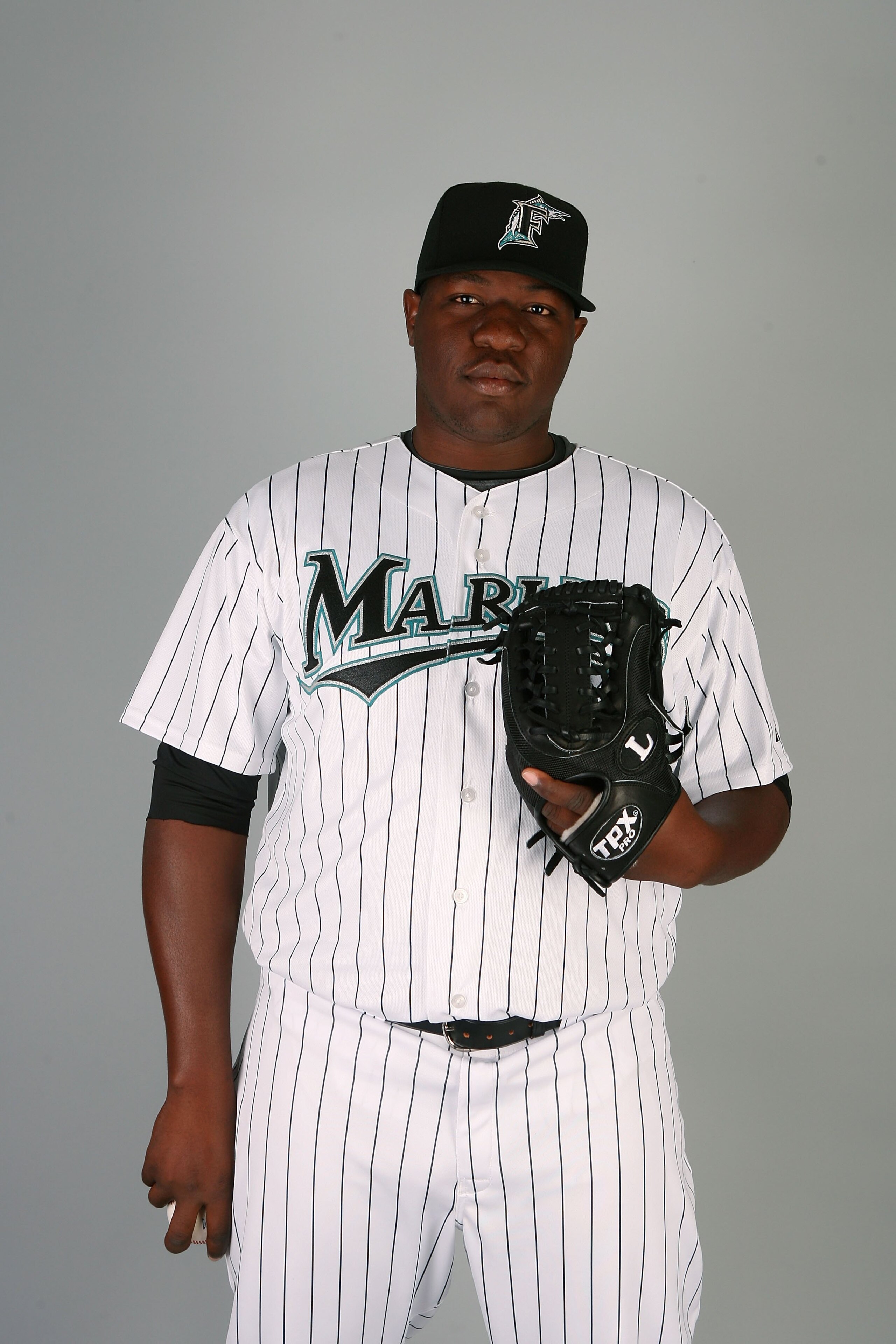 JUPITER, FL - MARCH 02:  Pitcher Jose Ceda #50 of the Florida Marlins poses during photo day at Roger Dean Stadium on March 2, 2010 in Jupiter, Florida.  (Photo by Doug Benc/Getty Images)