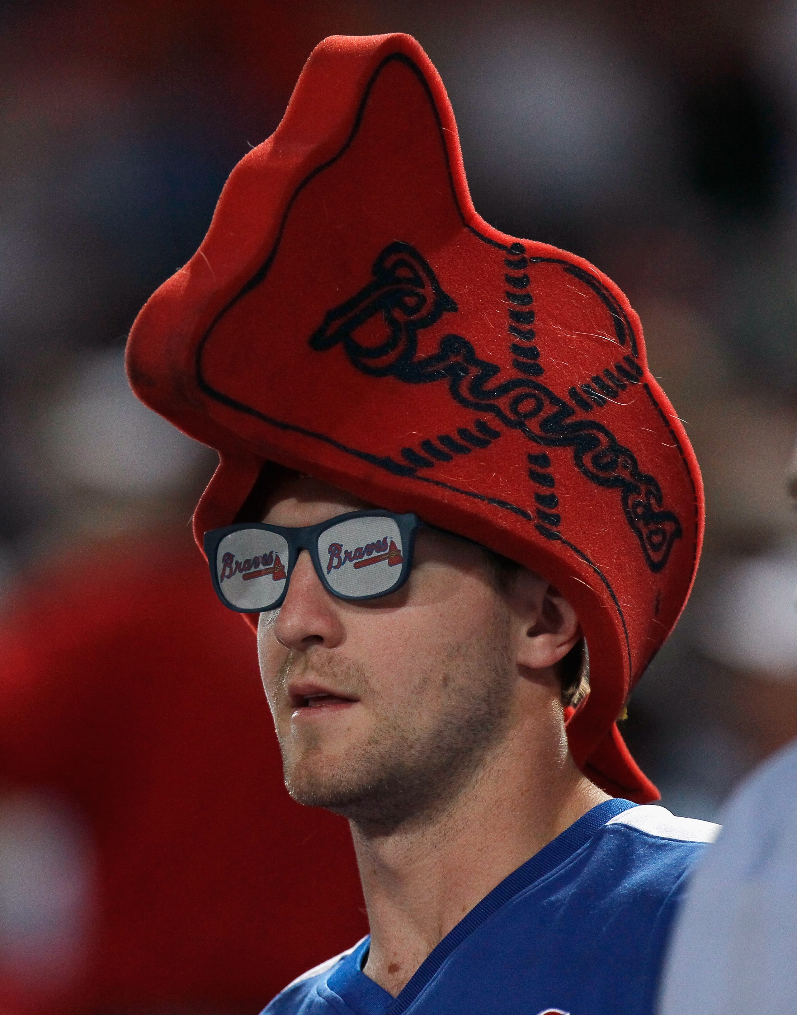 ATLANTA - OCTOBER 11: A fan of the Atlanta Braves cheers against the San Francisco Giants during Game Four of the NLDS of the 2010 MLB Playoffs at Turner Field on October 11, 2010 in Atlanta, Georgia. (Photo by Kevin C. Cox/Getty Images) ATLANTA - OCTOBER 11: A fan of the Atlanta Braves cheers against the San Francisco Giants during Game Four of the NLDS of the 2010 MLB Playoffs at Turner Field on October 11, 2010 in Atlanta, Georgia. (Photo by Kevin C. Cox/Getty Images)
