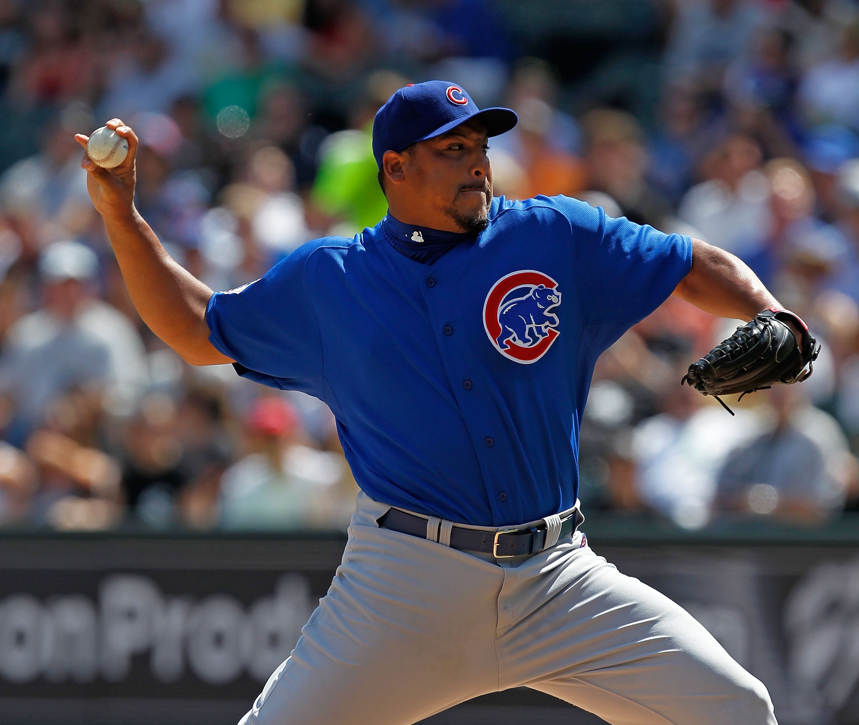 CHICAGO - JUNE 25: Starting pitcher Carlos Zambrano #38 of the Chicago Cubs throws the ball in the 1st inning against the Chicago White Sox at U.S. Cellular Field on June 25, 2010 in Chicago, Illinois. Zambrano was suspended indefinitely by the Cubs for a