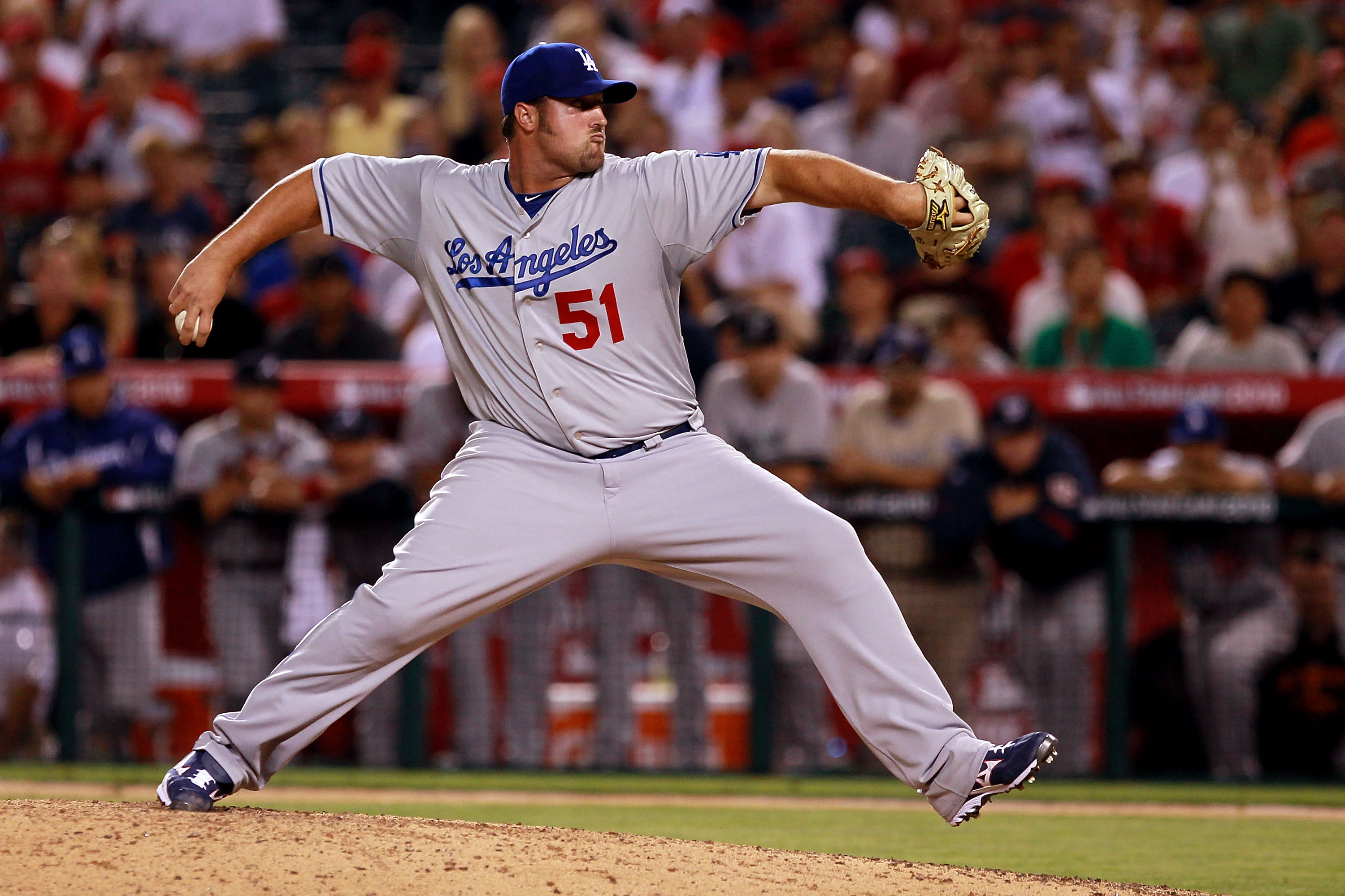 ANAHEIM, CA - JULY 13:  National League All-Star Jonathan Broxton #51 of the Los Angeles Dodgers throws a pitch during the 81st MLB All-Star Game at Angel Stadium of Anaheim on July 13, 2010 in Anaheim, California.  (Photo by Jeff Gross/Getty Images)