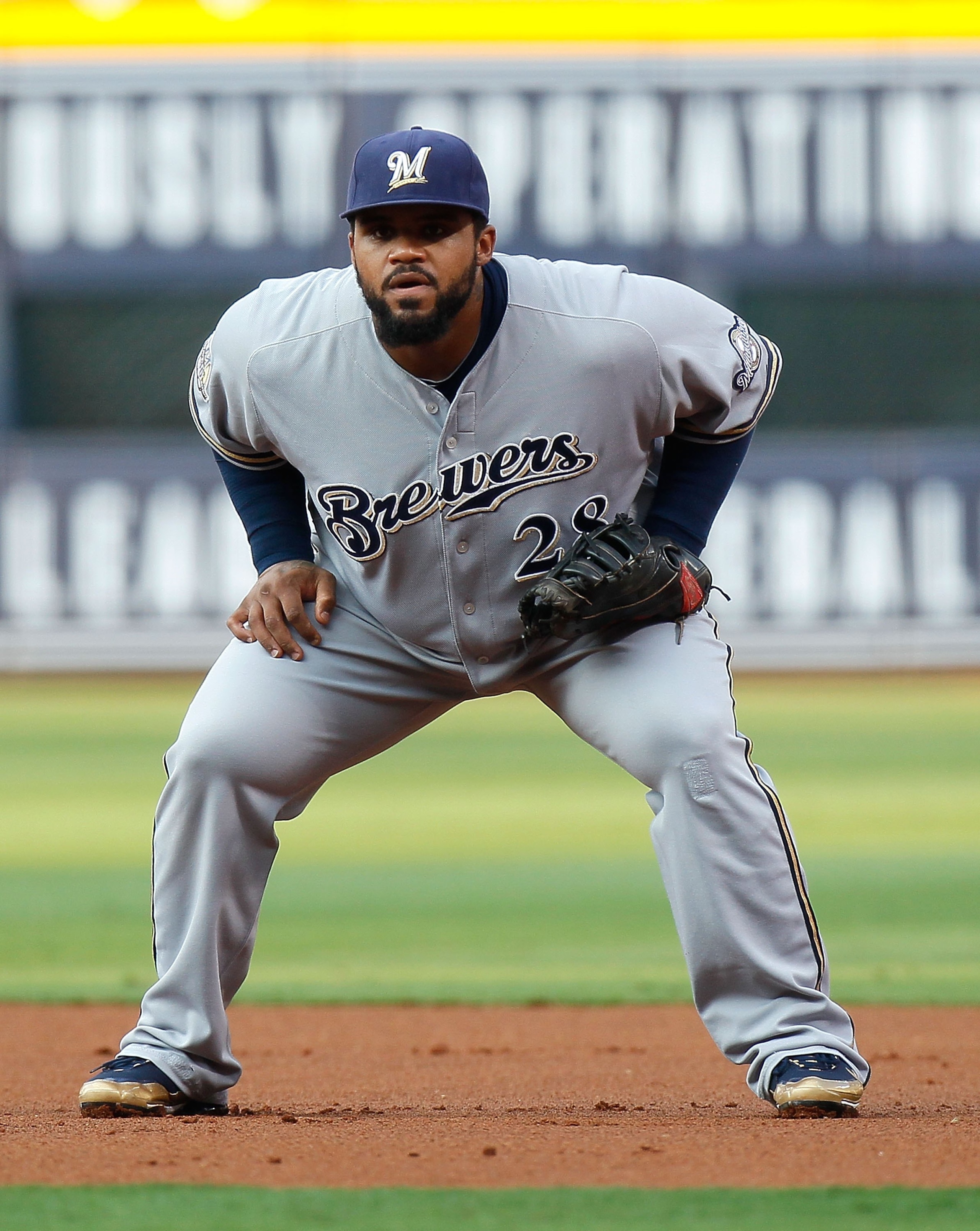 ATLANTA - JULY 15:  Prince Fielder #28 of the Milwaukee Brewers against the Atlanta Braves at Turner Field on July 15, 2010 in Atlanta, Georgia.  (Photo by Kevin C. Cox/Getty Images)