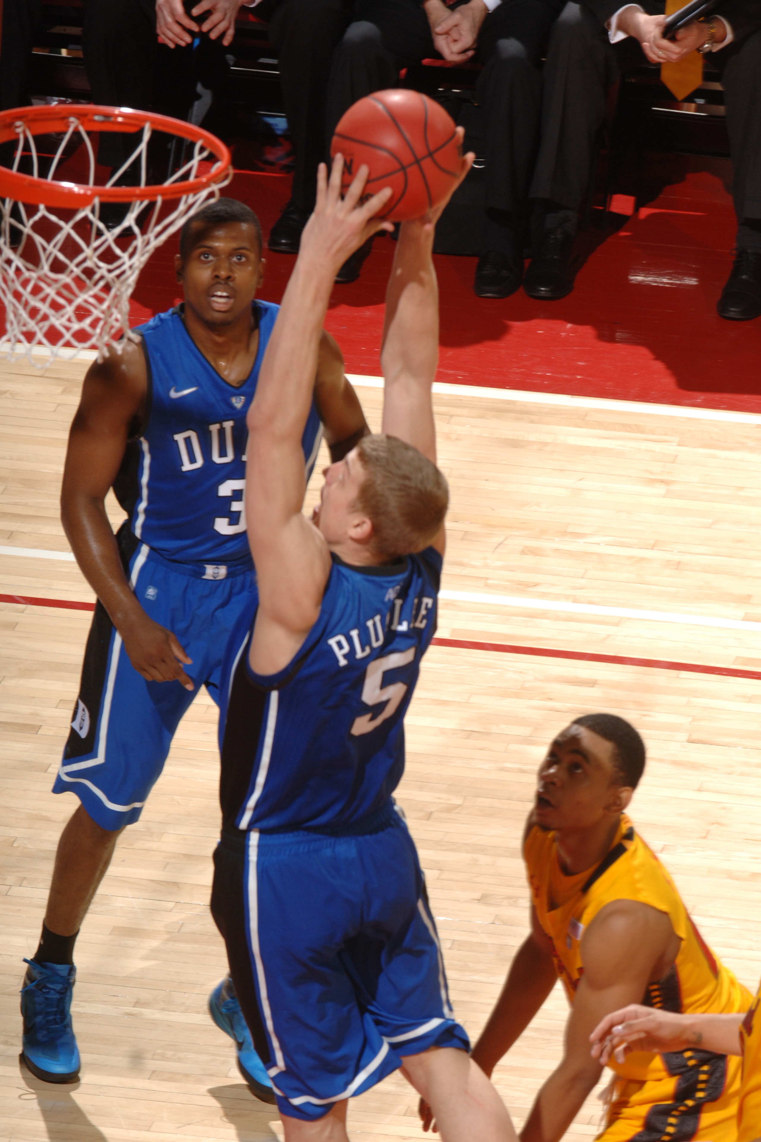 COLLEGE PARK, MD - FEBRUARY 2: Mason Plumlee #5 of the Duke Blue Devils goes for a jam during a college basketball game against the Maryland Terrapins on February 2, 2011 at the Comcast Arena in College Park, Maryland. The Blue Devils won 80-62. (Photo by