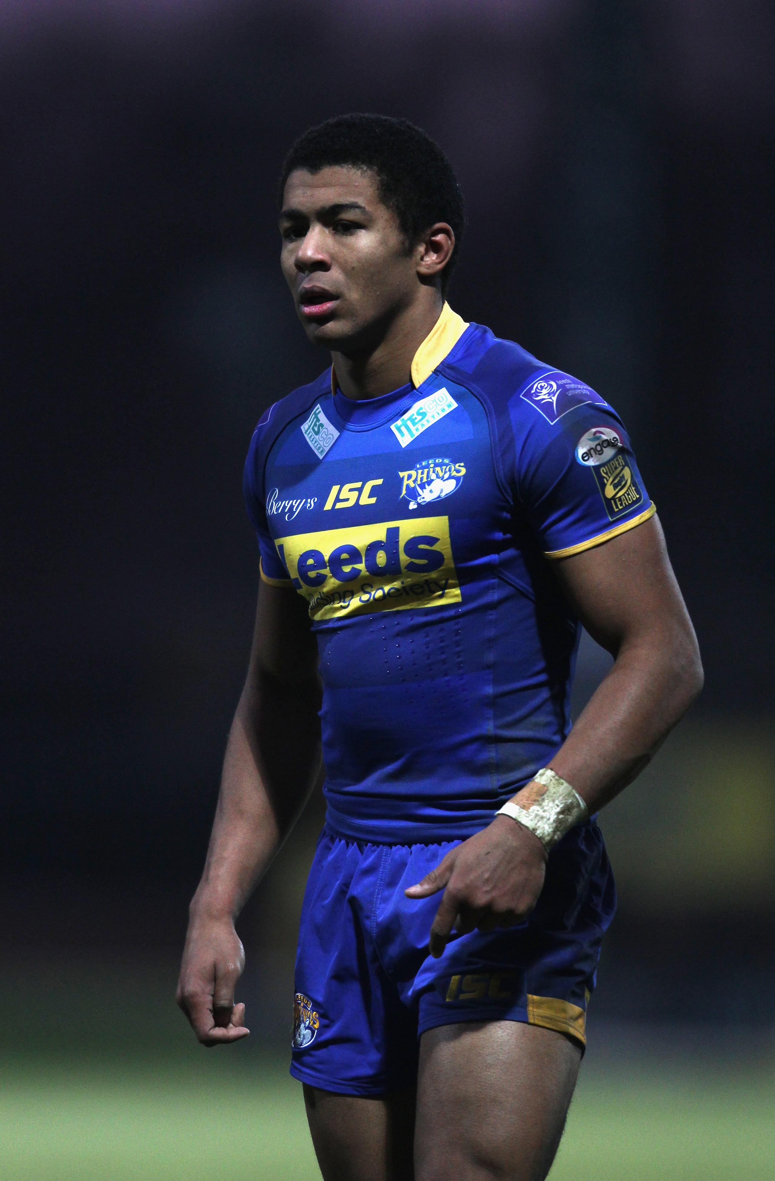 LEEDS, ENGLAND - JANUARY 01:  Kallum Watkins of Leeds looks on during the pre season friendly match between Leeds Rhinos and Wakefield Trinity Wildcats at Headingley Carnegie Stadium on January 1, 2011 in Leeds, England.  (Photo by David Rogers/Getty Imag