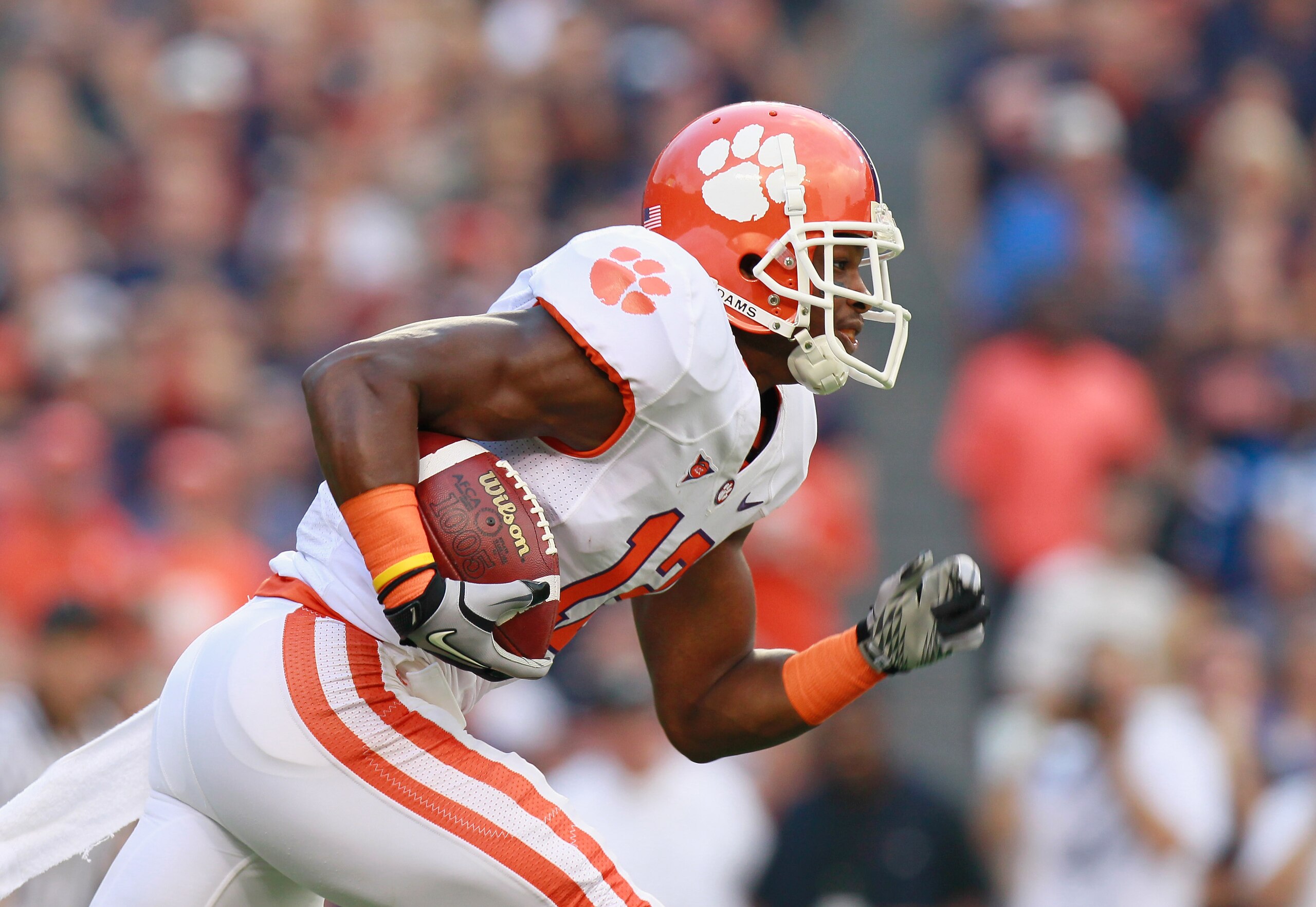 AUBURN, AL - SEPTEMBER 18:  Marcus Gilchrist #12 of the Clemson Tigers against the Auburn Tigers at Jordan-Hare Stadium on September 18, 2010 in Auburn, Alabama.  (Photo by Kevin C. Cox/Getty Images)