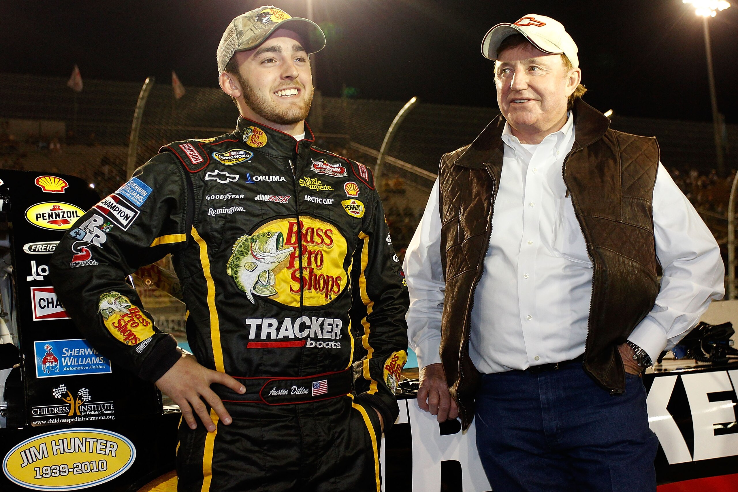 AVONDALE, AZ - NOVEMBER 12:  Austin Dillon, driver of the #3 Bass Pro Shops Chevrolet, speaks with Richard Childress prior to the NASCAR Camping World Truck Series Lucas Oil 150 at Phoenix International Raceway on November 12, 2010 in Avondale, Arizona.