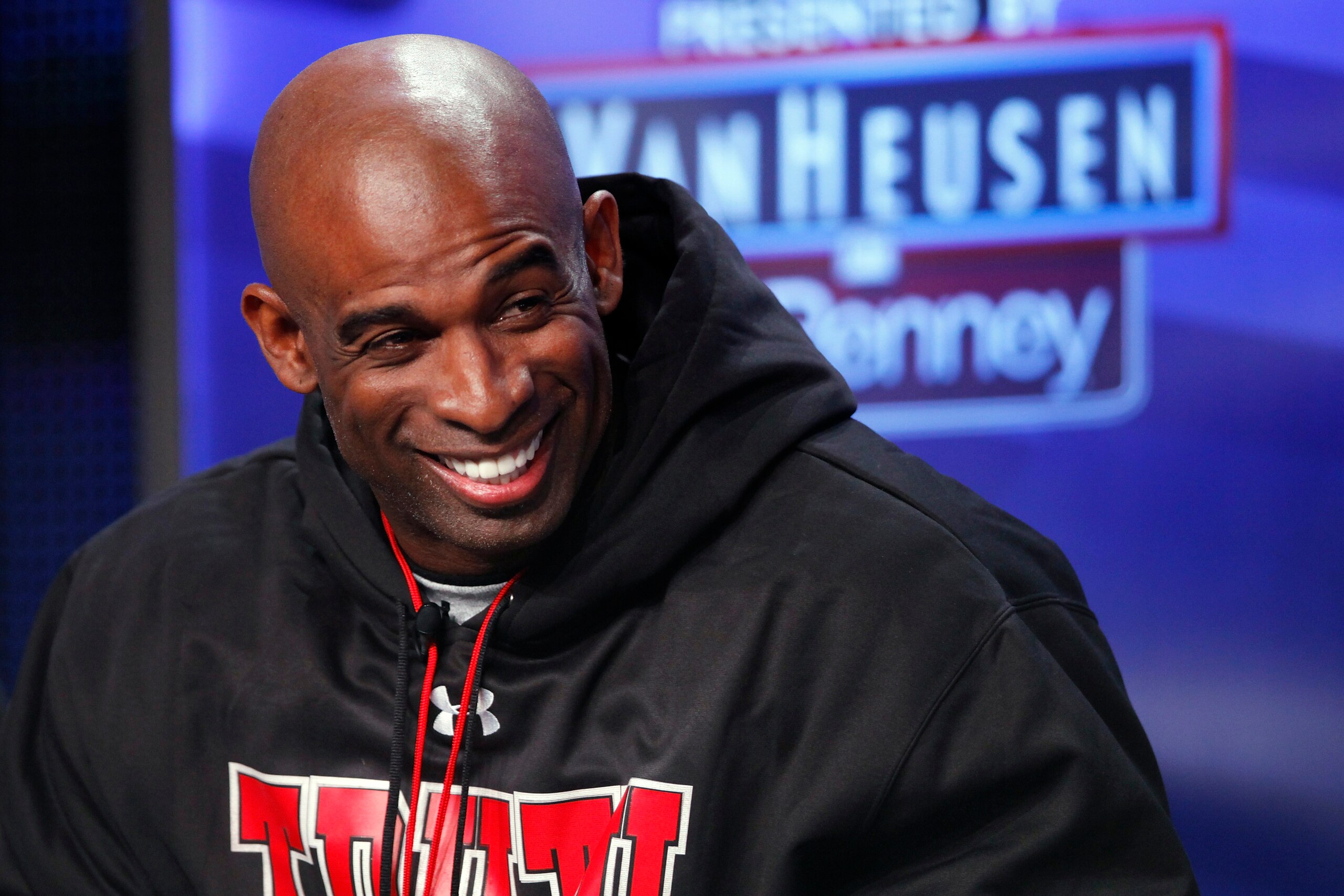 DALLAS, TX - FEBRUARY 5: Deion Sanders looks on after being inducted into the 2011 Pro Football Hall of Fame class during an announcement at the Super Bowl XLV media center on February 5, 2011 in Dallas, Texas. (Photo by Joe Robbins/Getty Images) DALLAS, TX - FEBRUARY 5: Deion Sanders looks on after being inducted into the 2011 Pro Football Hall of Fame class during an announcement at the Super Bowl XLV media center on February 5, 2011 in Dallas, Texas. (Photo by Joe Robbins/Getty Images)