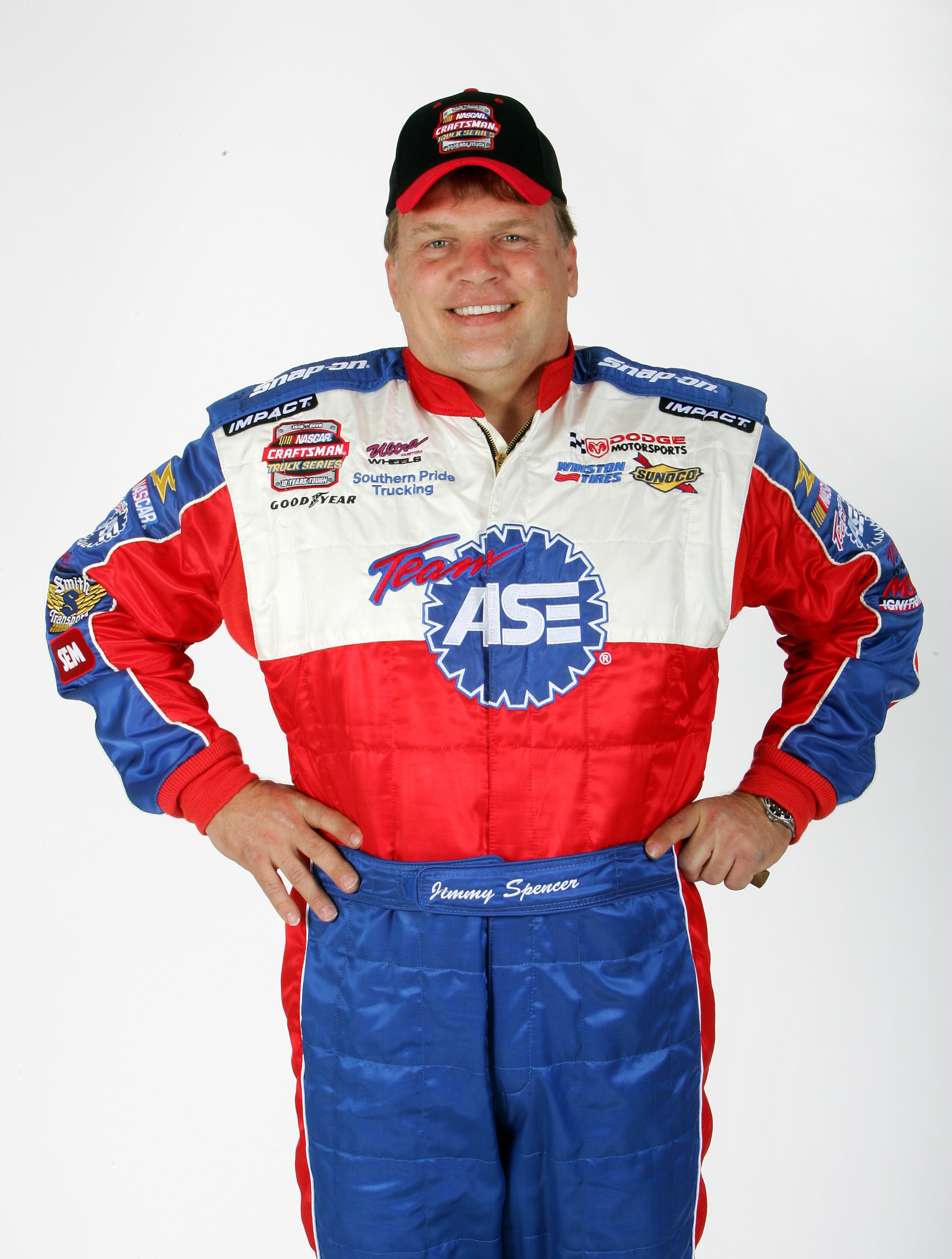 DAYTONA BEACH, FL - FEBRUARY 16: Portrait of Jimmy Spencer, driver of the NASCAR Craftsman Truck Series #2 Team ASE Dodge, at the NASCAR Nextel Cup Daytona 500 at Daytona International Speedway February 16, 2005 in Daytona Beach, Florida.  (Photo by Stree