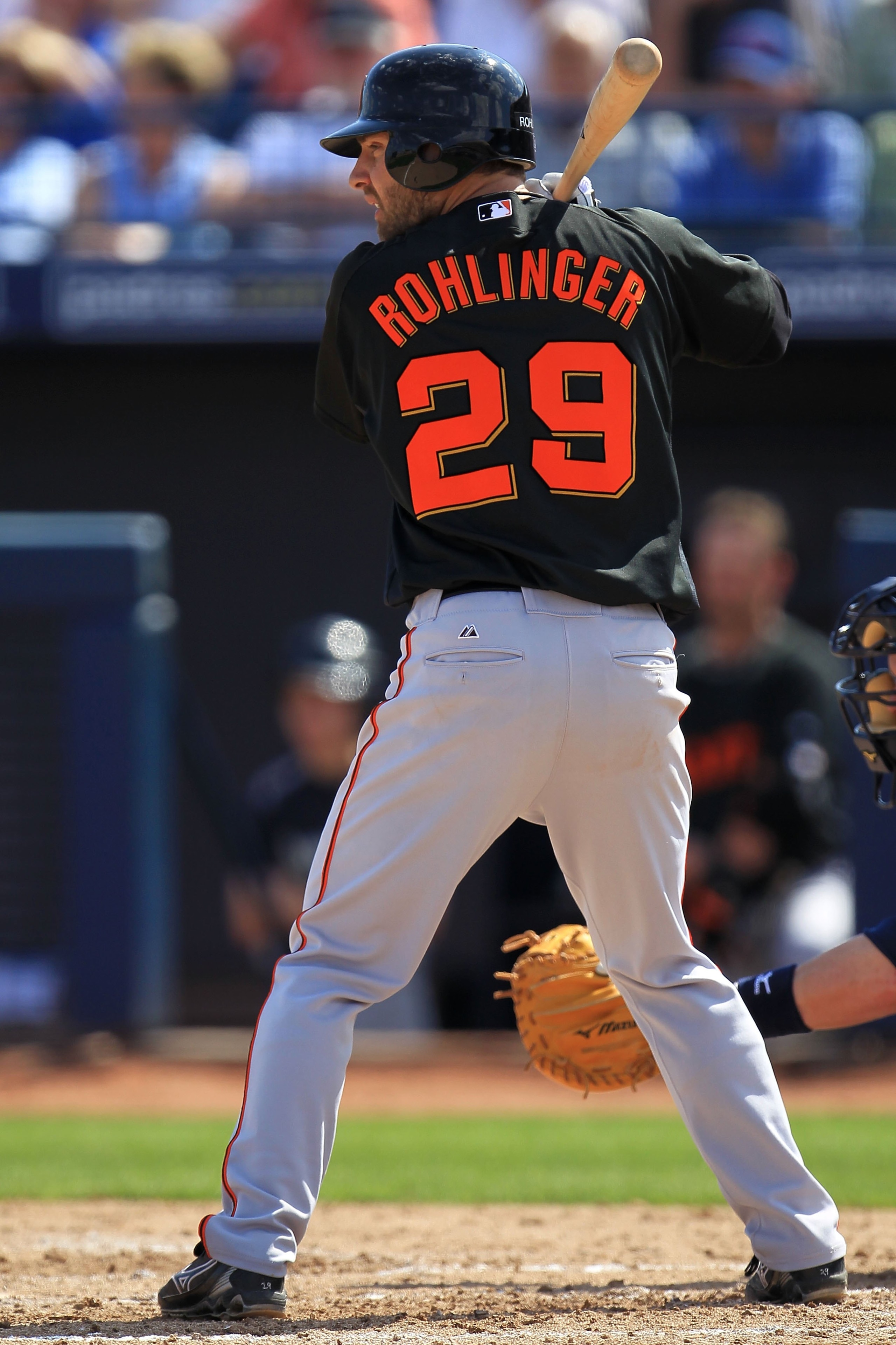 PEORIA, AZ - MARCH 03: Ryan Rohlinger #29 of the San Francisco Giants bats against the Seattle Mariners during a spring training game at Peoria Sports Complex on March 3, 2010 in Peoria, Arizona.  (Photo by Chris McGrath/Getty Images)