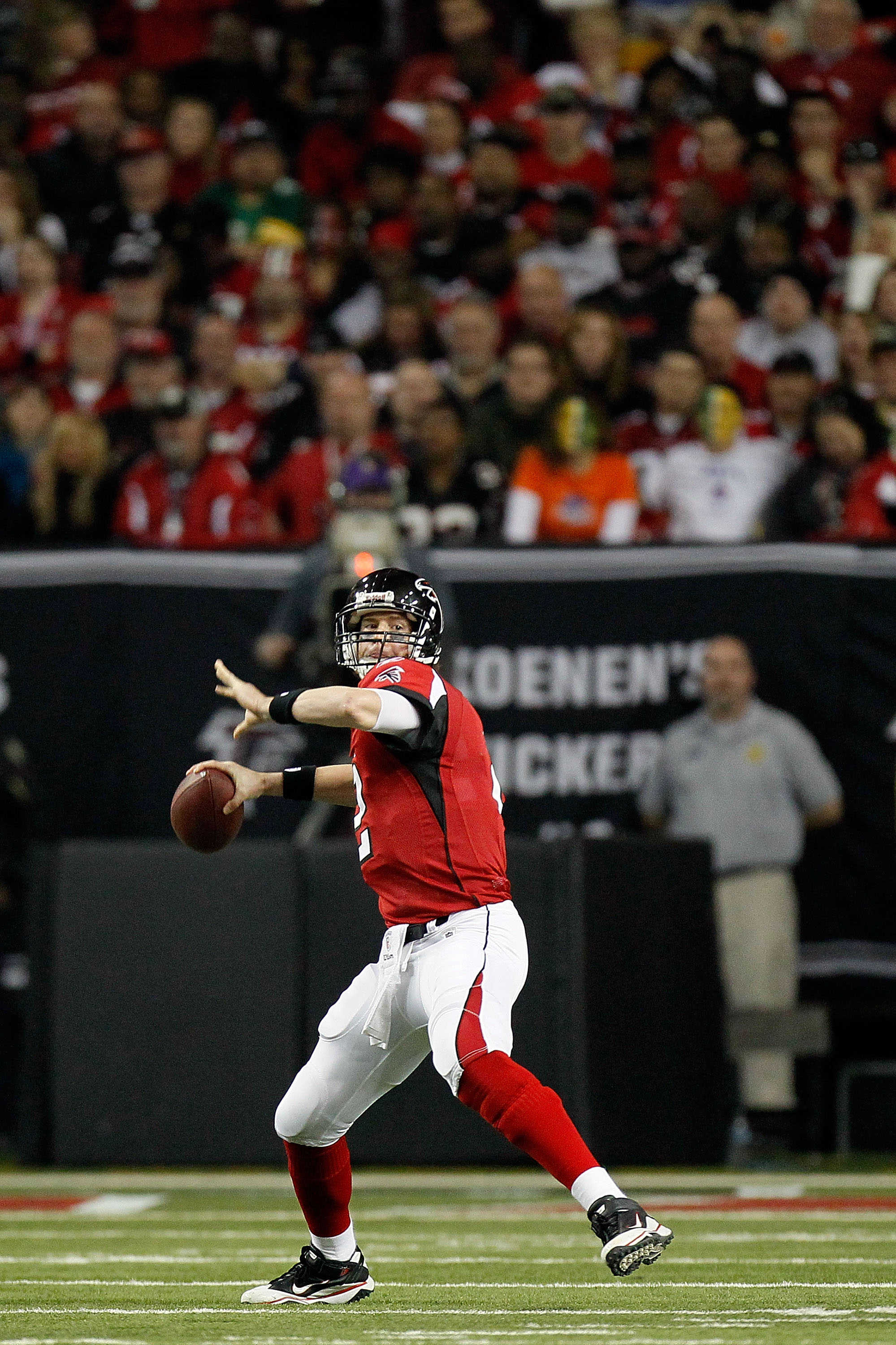 ATLANTA, GA - JANUARY 15:  Matt Ryan #2 of the Atlanta Falcons throws a pass against the Green Bay Packers during their 2011 NFC divisional playoff game at Georgia Dome on January 15, 2011 in Atlanta, Georgia.  (Photo by Kevin C. Cox/Getty Images)