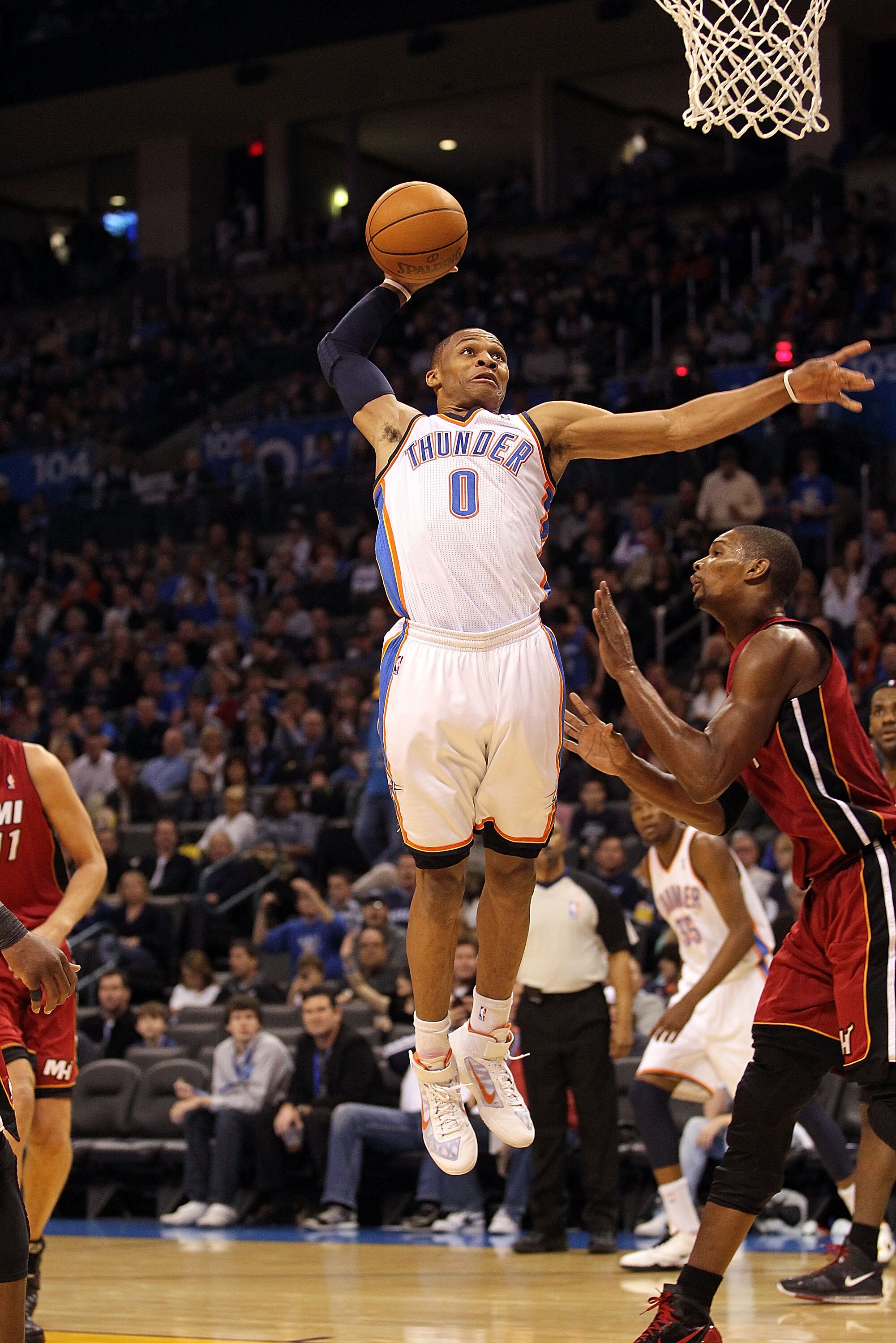 OKLAHOMA CITY, OK - JANUARY 30:  Russell Westbrook #0 of the Oklahoma City Thunder at Ford Center on January 30, 2011 in Oklahoma City, Oklahoma.  NOTE TO USER: User expressly acknowledges and agrees that, by downloading and or using this photograph, User