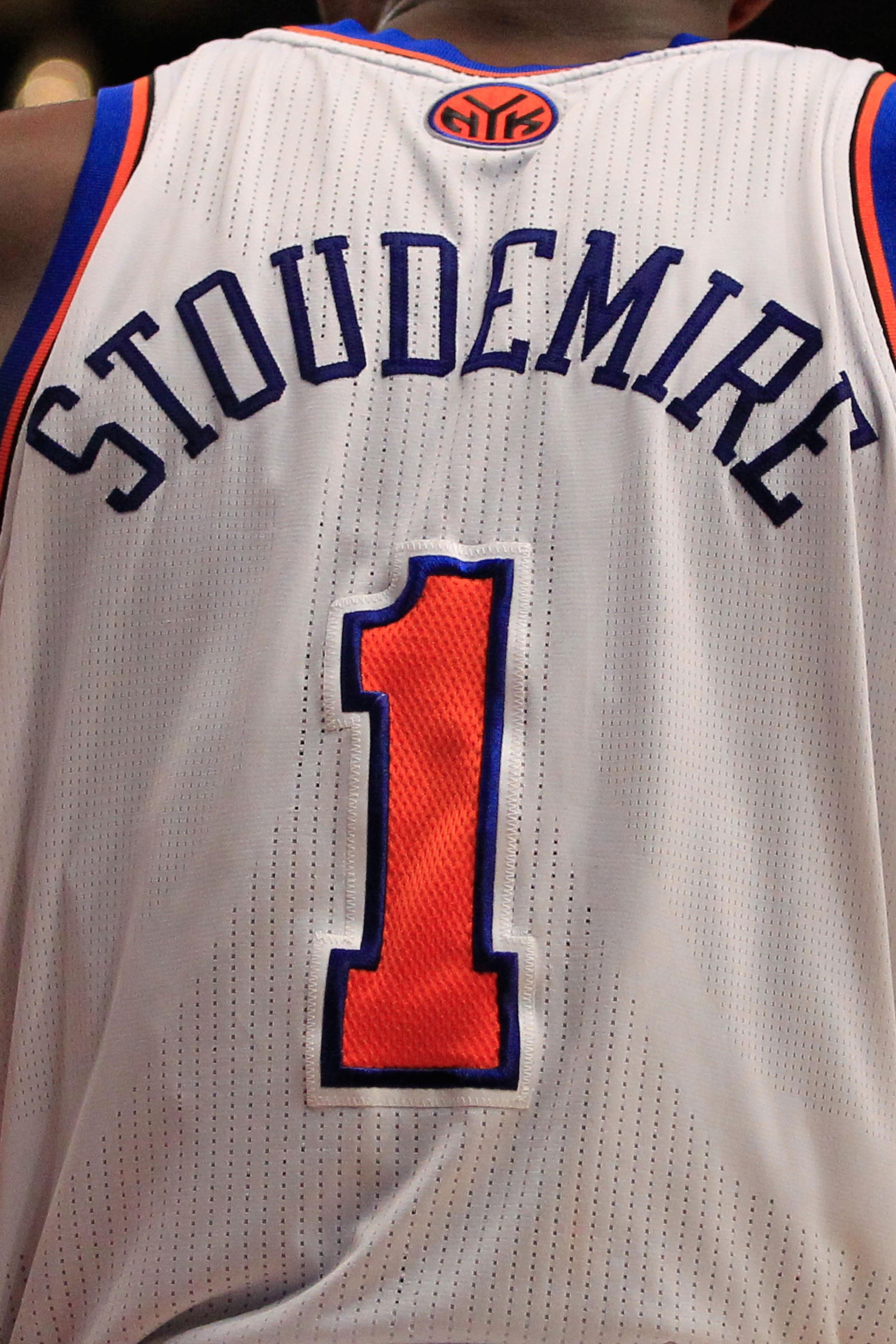 NEW YORK, NY - FEBRUARY 06:  Amar'e Stoudemire #1 of the New York Knicks on the court against the Philadelphia 76ers at Madison Square Garden on February 6, 2011 in New York City. NOTE TO USER: User expressly acknowledges and agrees that, by downloading a