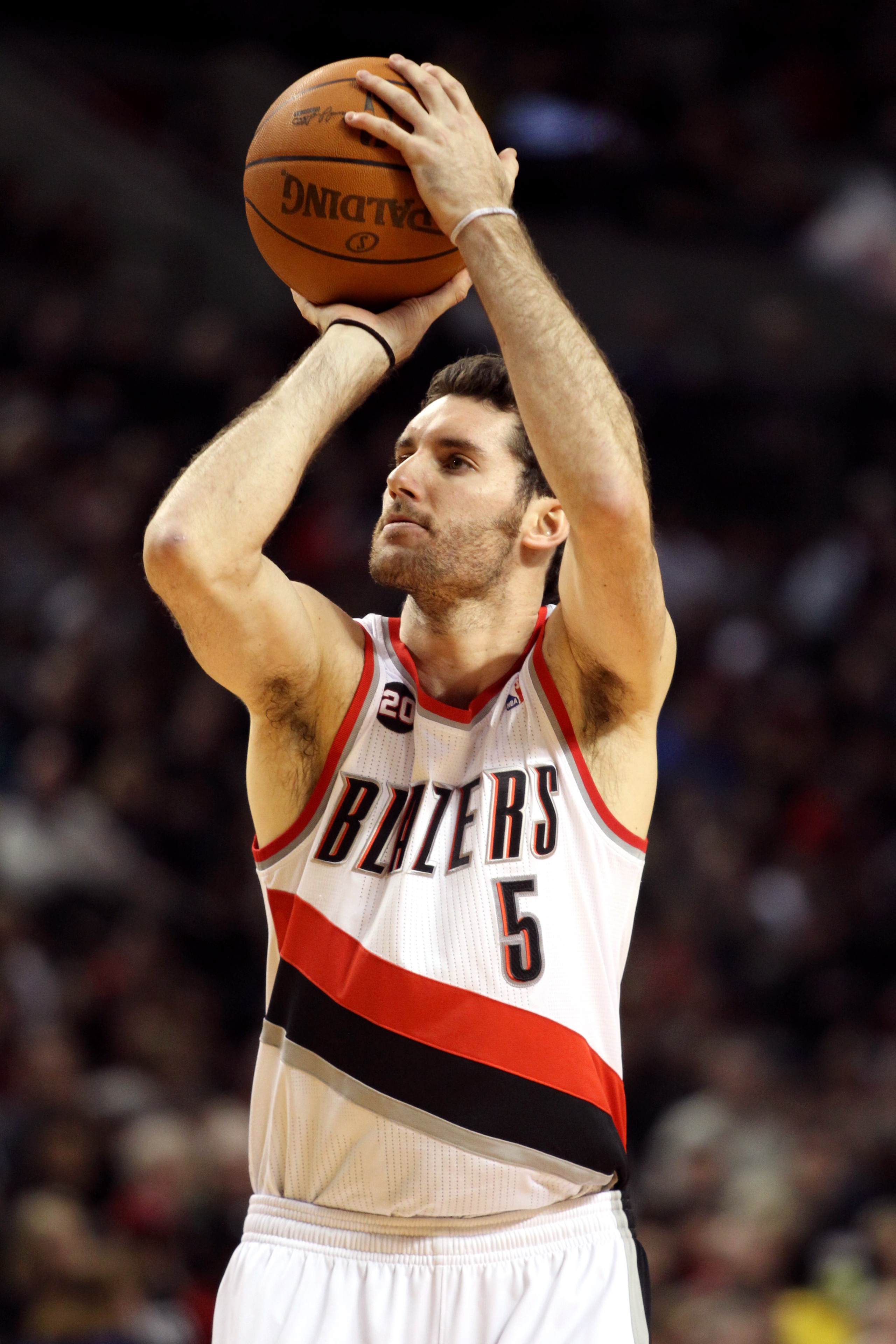PORTLAND, OR - JANUARY 09: Rudy Fernandez #5 of the Portland Trail Blazers pulls up for a shot against the Miami Heat during a game on January 9, 2011 at the Rose Garden Arena in Portland, Oregon. NOTE TO USER: User expressly acknowledges and agrees that, PORTLAND, OR - JANUARY 09: Rudy Fernandez #5 of the Portland Trail Blazers pulls up for a shot against the Miami Heat during a game on January 9, 2011 at the Rose Garden Arena in Portland, Oregon. NOTE TO USER: User expressly acknowledges and agrees that,