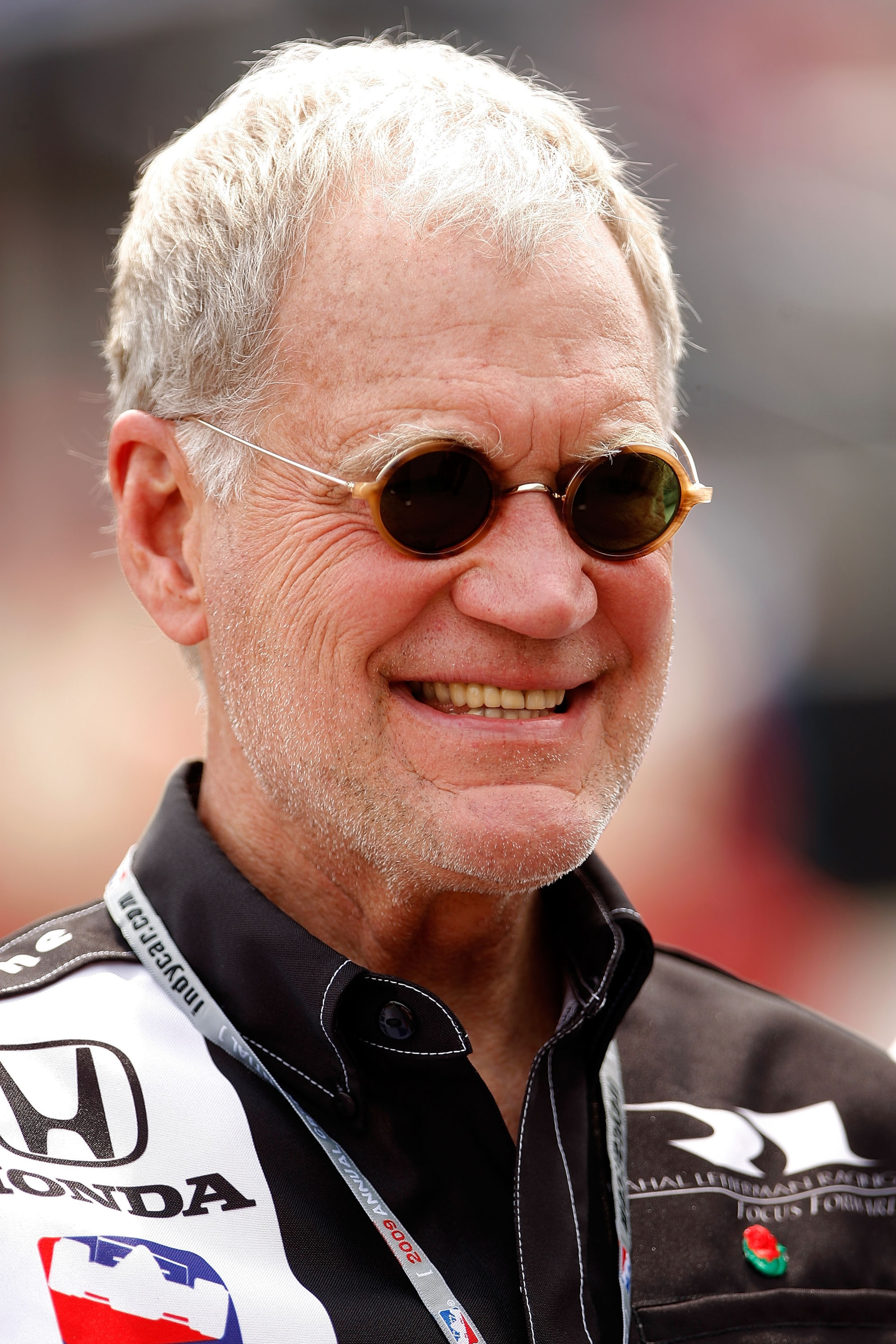 INDIANAPOLIS - MAY 24:  Late night television host David Letterman stands on the starting grid prior to the IRL IndyCar Series 93rd running of the Indianapolis 500 on May 24, 2009 at the Indianapolis Motor Speedway in Indianapolis, Indiana.  (Photo by Chr