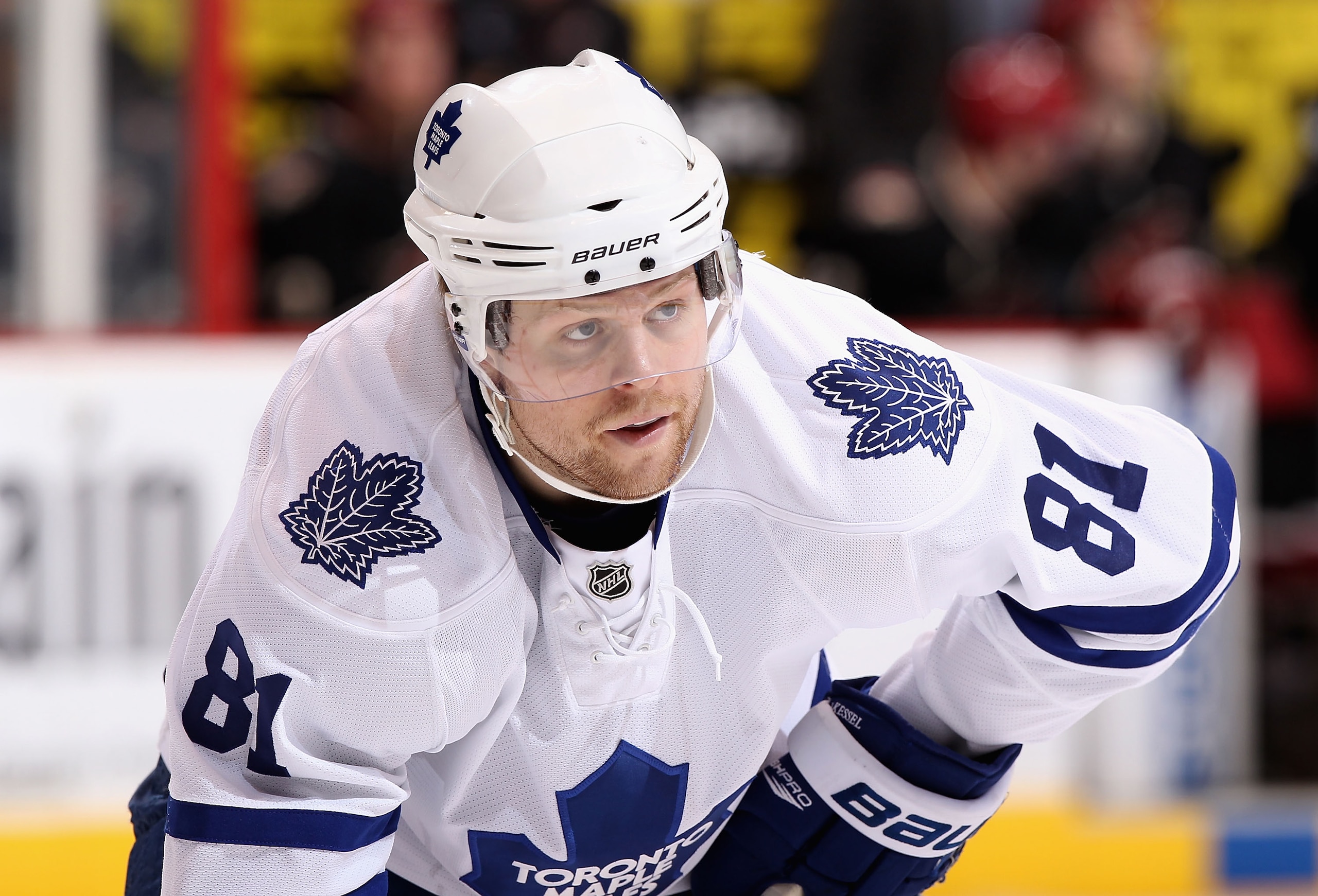 GLENDALE, AZ - JANUARY 13:  Phil Kessel #81 of the Toronto Maple Leafs in action during the NHL game against the Phoenix Coyotes at Jobing.com Arena on January 13, 2011 in Glendale, Arizona. The Coyotes defeated the Maple Leafs 5-1.  (Photo by Christian P