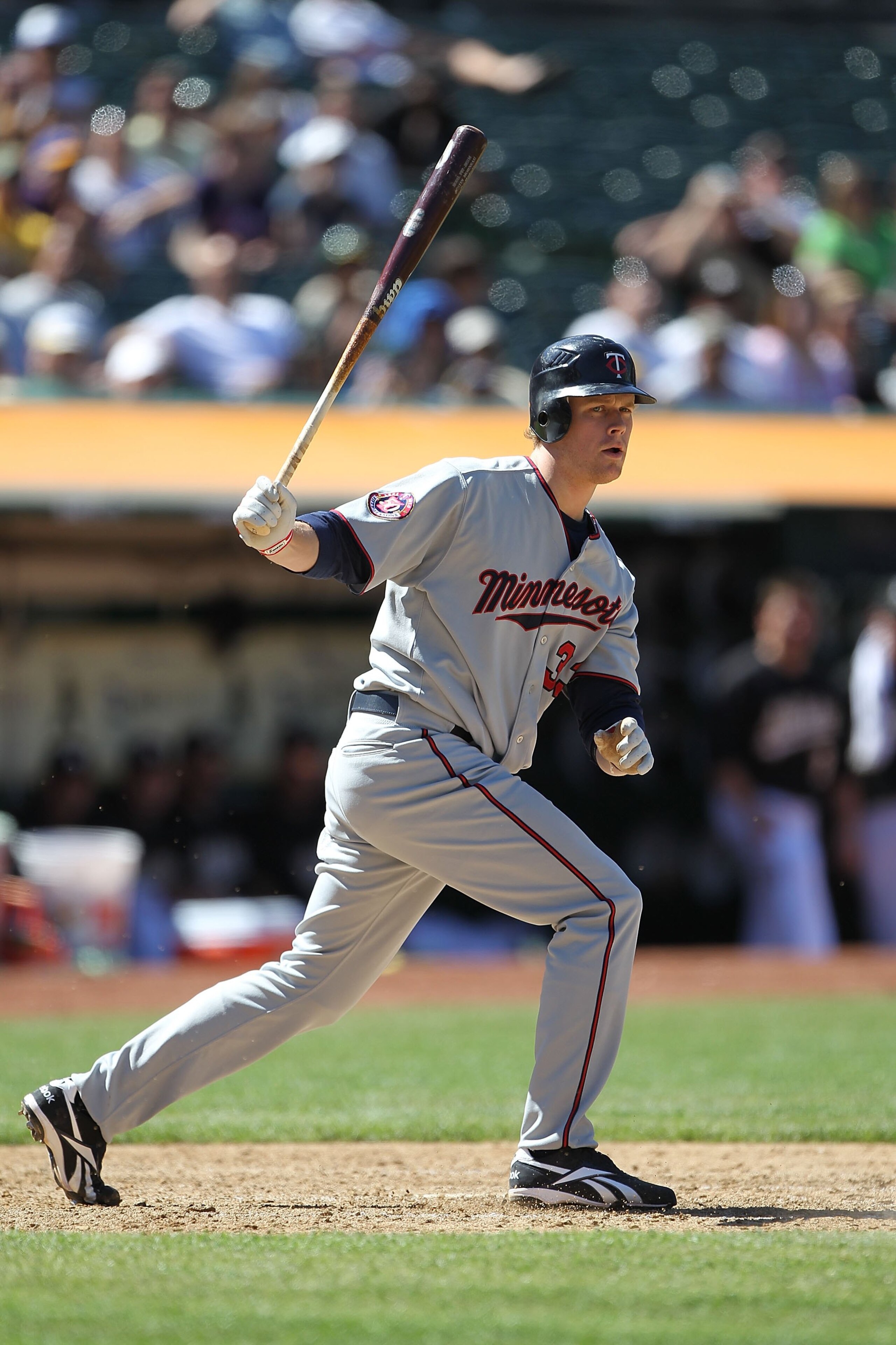 OAKLAND, CA - JUNE 06:  Justin Morneau #33 of the Minnesota Twins bats against the Oakland Athletics during an MLB game at the Oakland-Alameda County Coliseum on June 6, 2010 in Oakland, California.  (Photo by Jed Jacobsohn/Getty Images)