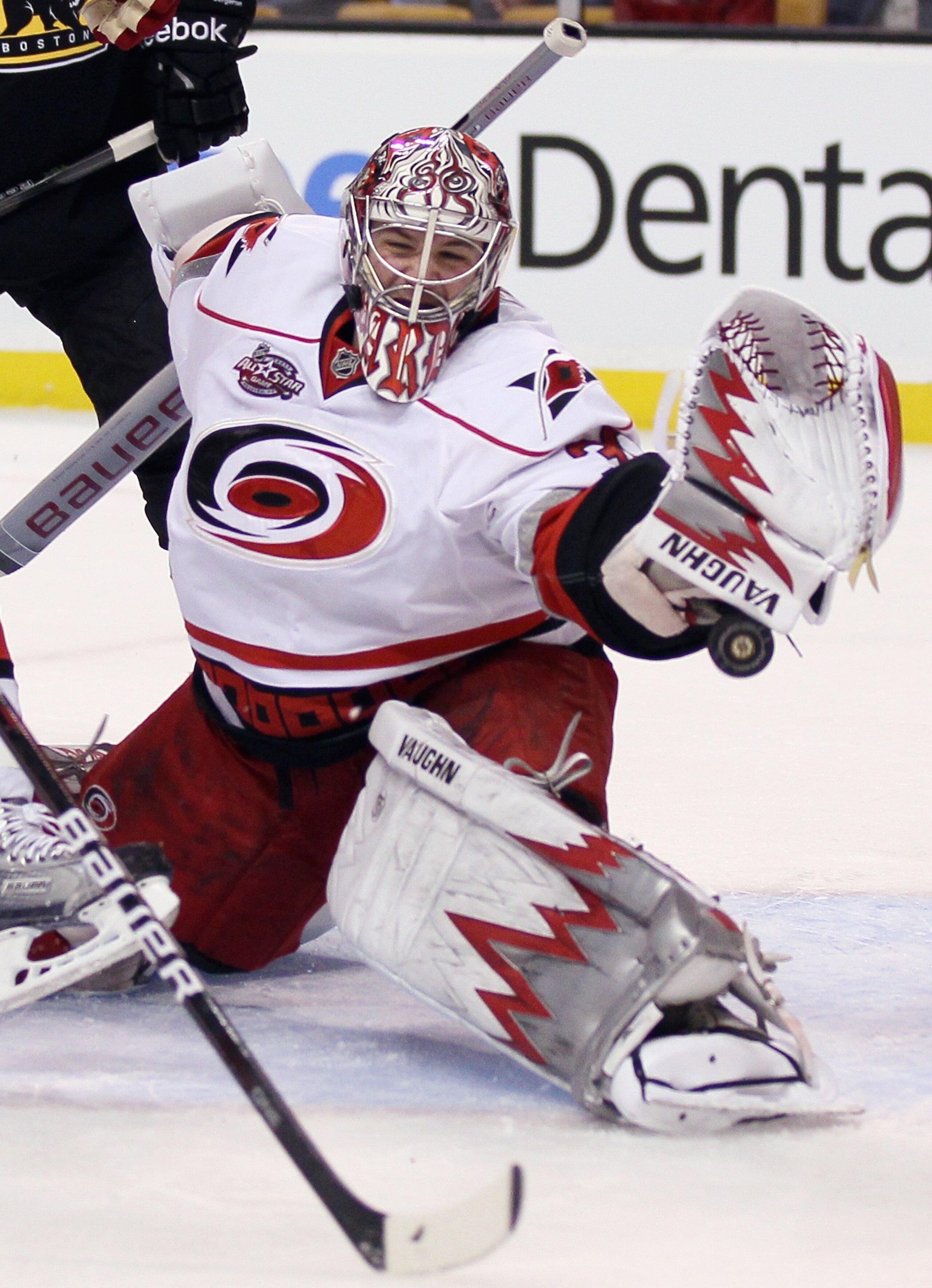 BOSTON - NOVEMBER 26: Cam Ward #30 of the Carolina Hurricanes stops a shot in the first period against the Boston Bruins on November 26, 2010 at the TD Garden in Boston, Massachusetts. (Photo by Elsa/Getty Images) BOSTON - NOVEMBER 26: Cam Ward #30 of the Carolina Hurricanes stops a shot in the first period against the Boston Bruins on November 26, 2010 at the TD Garden in Boston, Massachusetts. (Photo by Elsa/Getty Images)