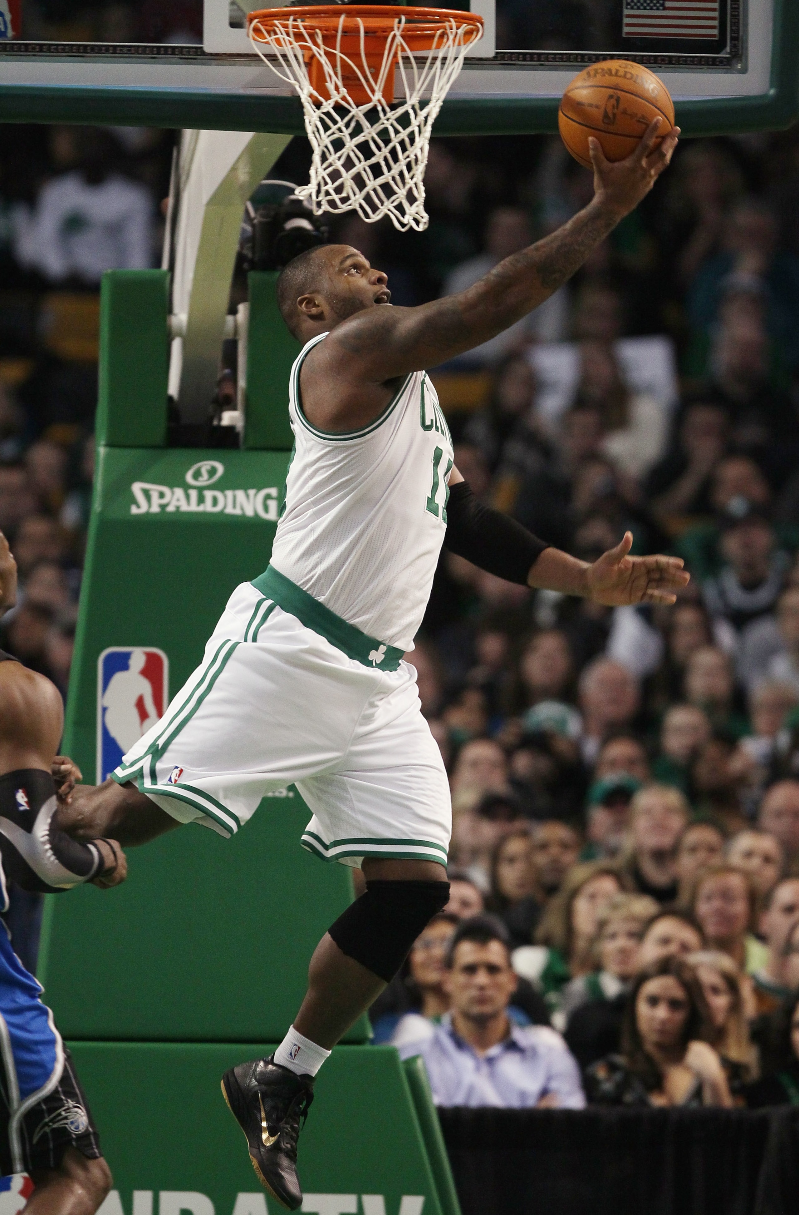 BOSTON, MA - JANUARY 17:  Glen Davis #11 of the Boston Celtics takes a shot in the second half against the Orlando Magic on January 17, 2011 at the TD Garden in Boston, Massachusetts. The Celtics defeated the Magic 109-106.  NOTE TO USER: User expressly a