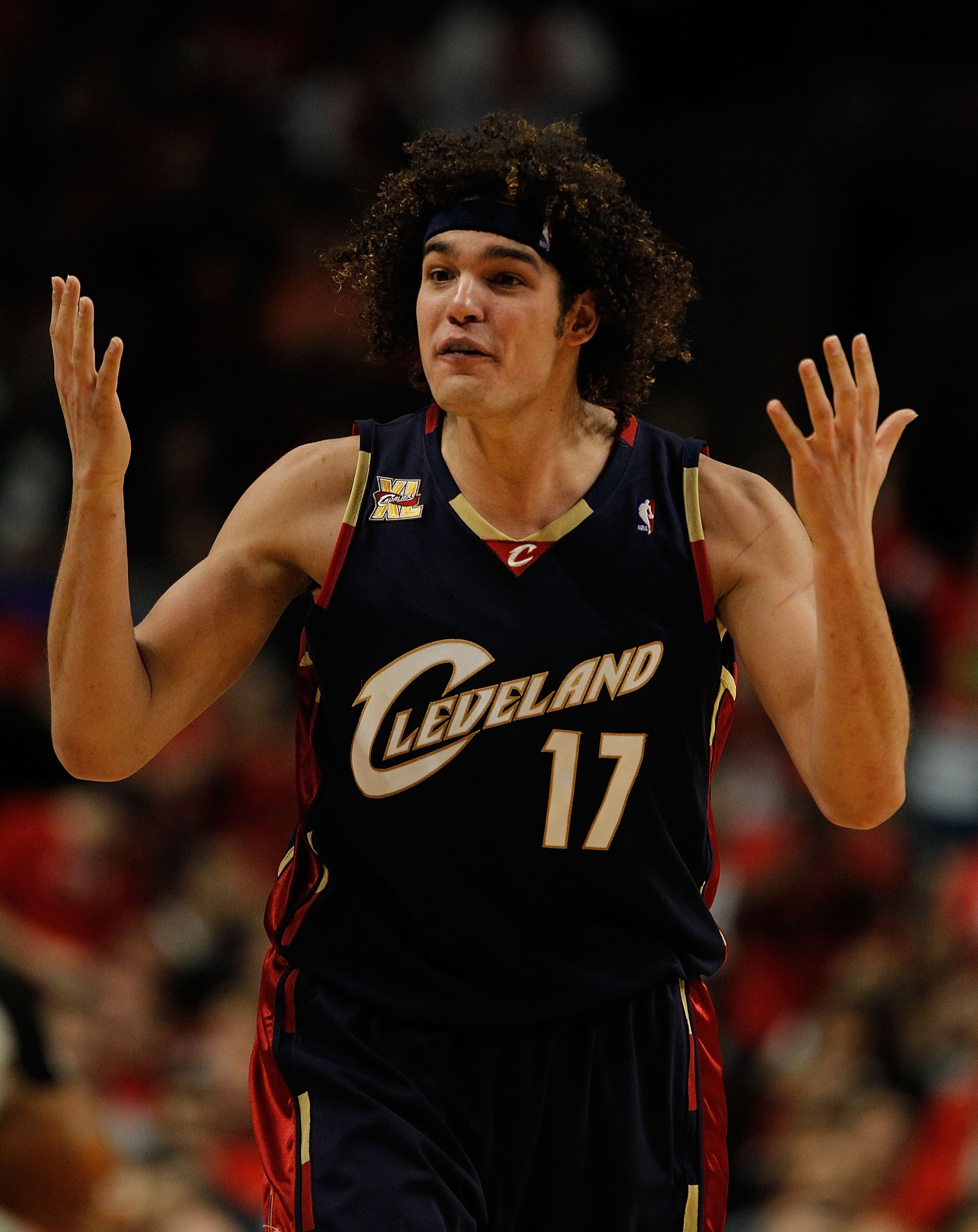CHICAGO - APRIL 22: Anderson Varejao #17 of the Cleveland Cavaliers complains about a foul called against him in Game Three of the Eastern Conference Quarterfinals during the 2010 NBA Playoffs against the Chicago Bulls at the United Center on April 22, 20