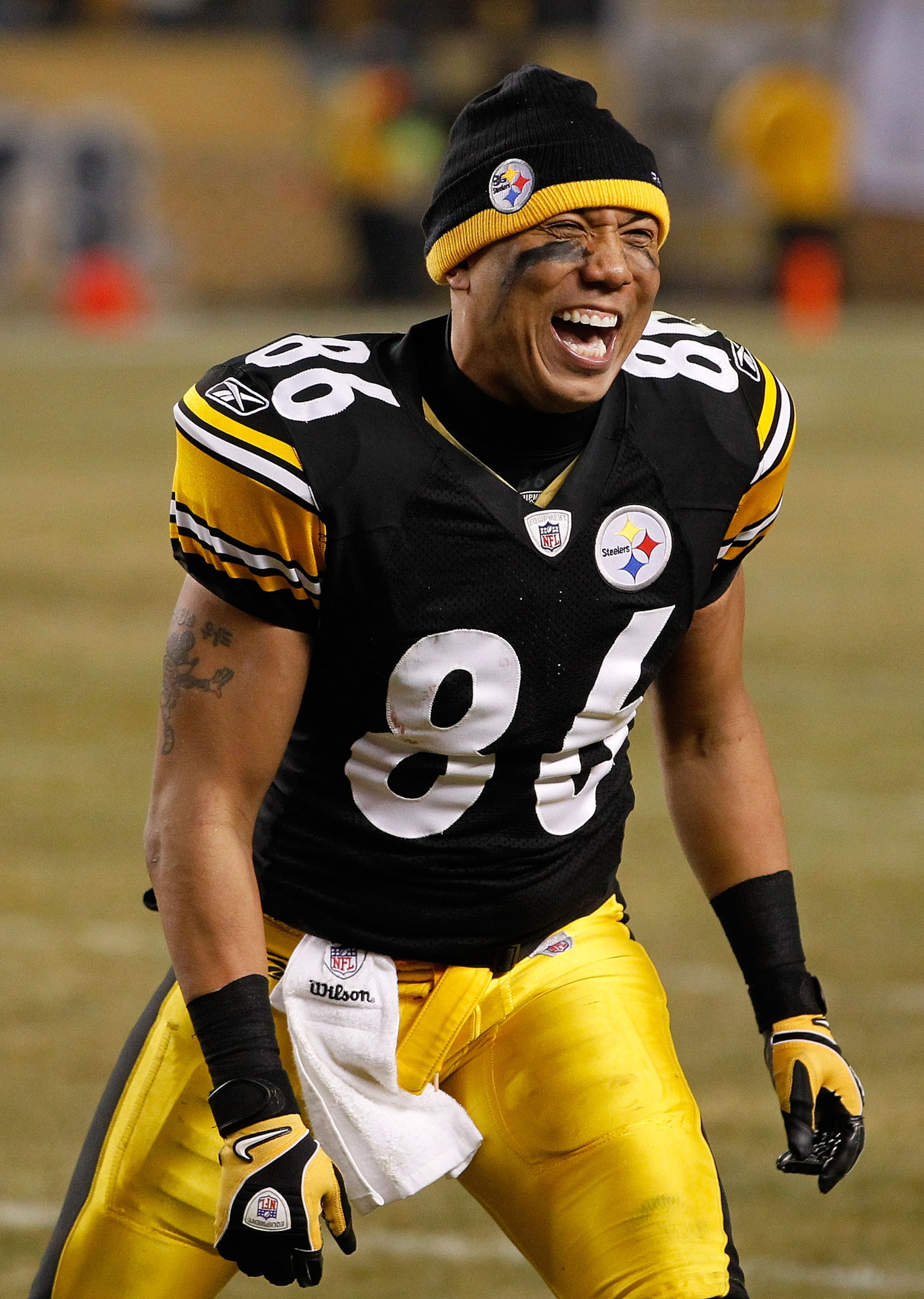 PITTSBURGH, PA - JANUARY 15: Wide Receiver Hines Ward #86 of the Pittsburgh Steelers celebrates after defeating the Baltimore Ravens 31-24 in the AFC Divisional Playoff Game at Heinz Field on January 15, 2011 in Pittsburgh, Pennsylvania. (Photo by Gregor PITTSBURGH, PA - JANUARY 15: Wide Receiver Hines Ward #86 of the Pittsburgh Steelers celebrates after defeating the Baltimore Ravens 31-24 in the AFC Divisional Playoff Game at Heinz Field on January 15, 2011 in Pittsburgh, Pennsylvania. (Photo by Gregor