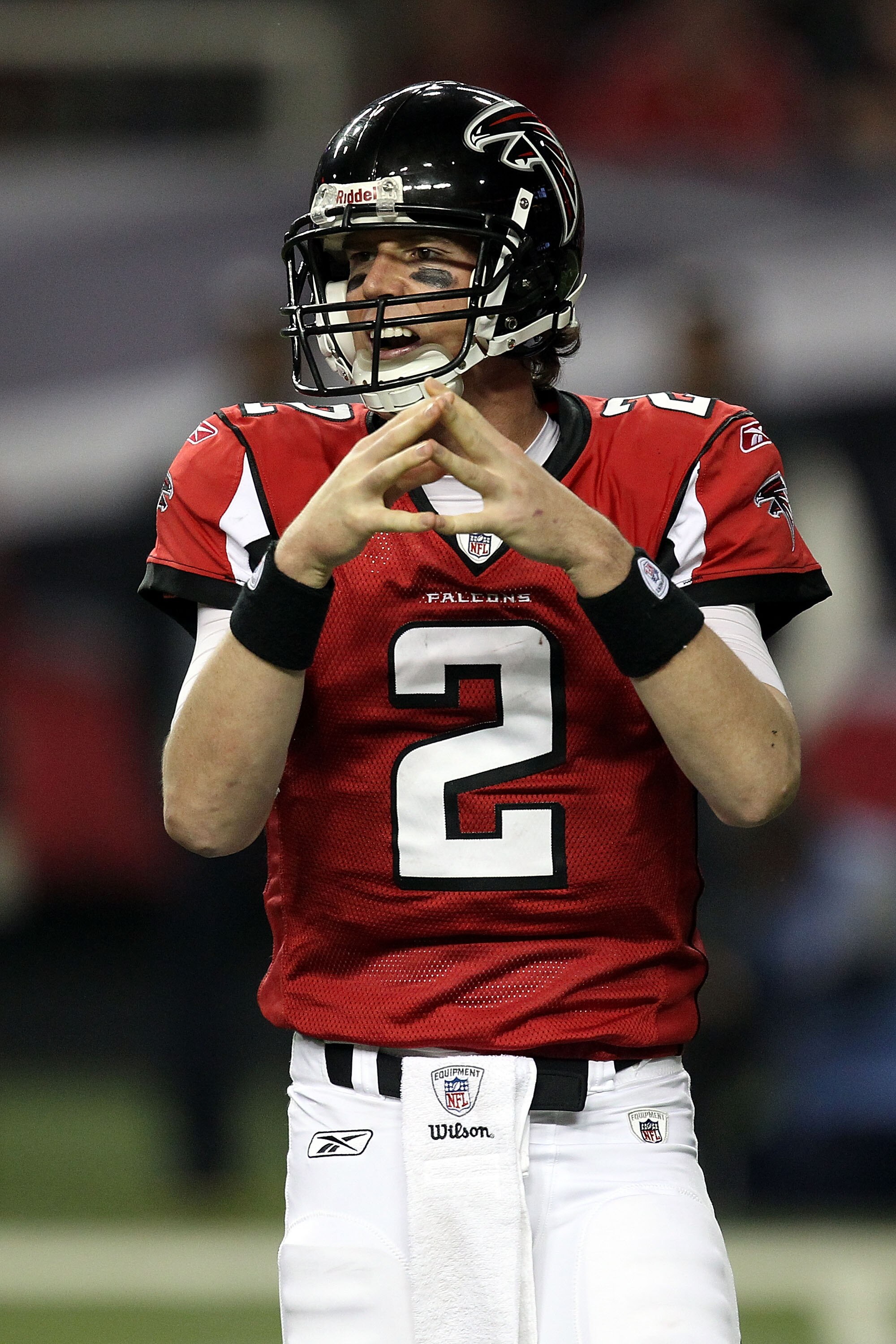 ATLANTA, GA - JANUARY 15:  Quarterback Matt Ryan #2 of the Atlanta Falcons looks on against the Green Bay Packers during their 2011 NFC divisional playoff game at Georgia Dome on January 15, 2011 in Atlanta, Georgia. The Packers won 48-21.  (Photo by Stre
