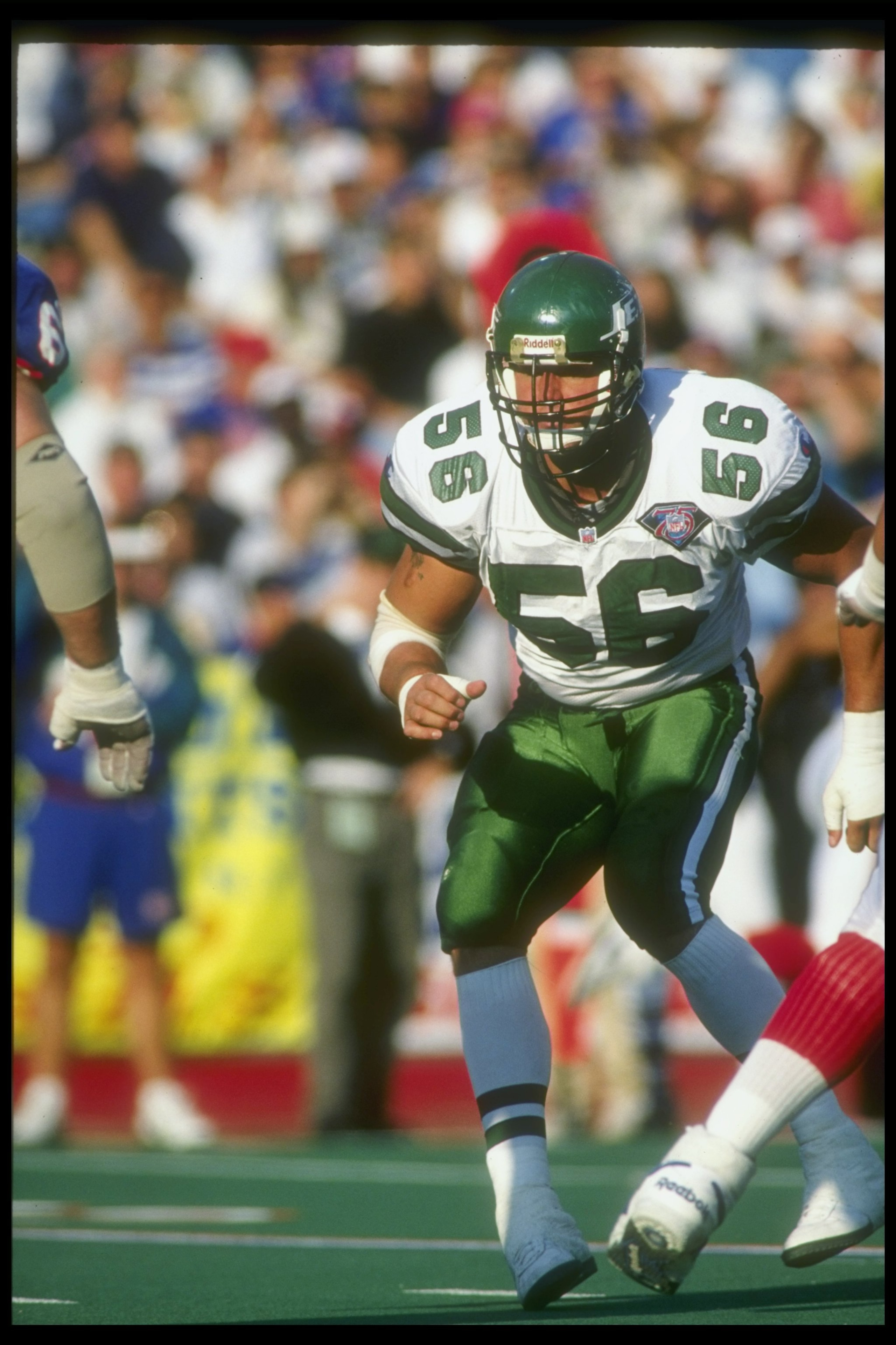 4 Sep 1994: Linebacker Jeff Lageman of the New York Jets looks on during a game against the Buffalo Bills at Rich Stadium in Orchard Park, New York. The Jets won the game, 23-3. Mandatory Credit: Rick Stewart /Allsport 4 Sep 1994: Linebacker Jeff Lageman of the New York Jets looks on during a game against the Buffalo Bills at Rich Stadium in Orchard Park, New York. The Jets won the game, 23-3. Mandatory Credit: Rick Stewart /Allsport