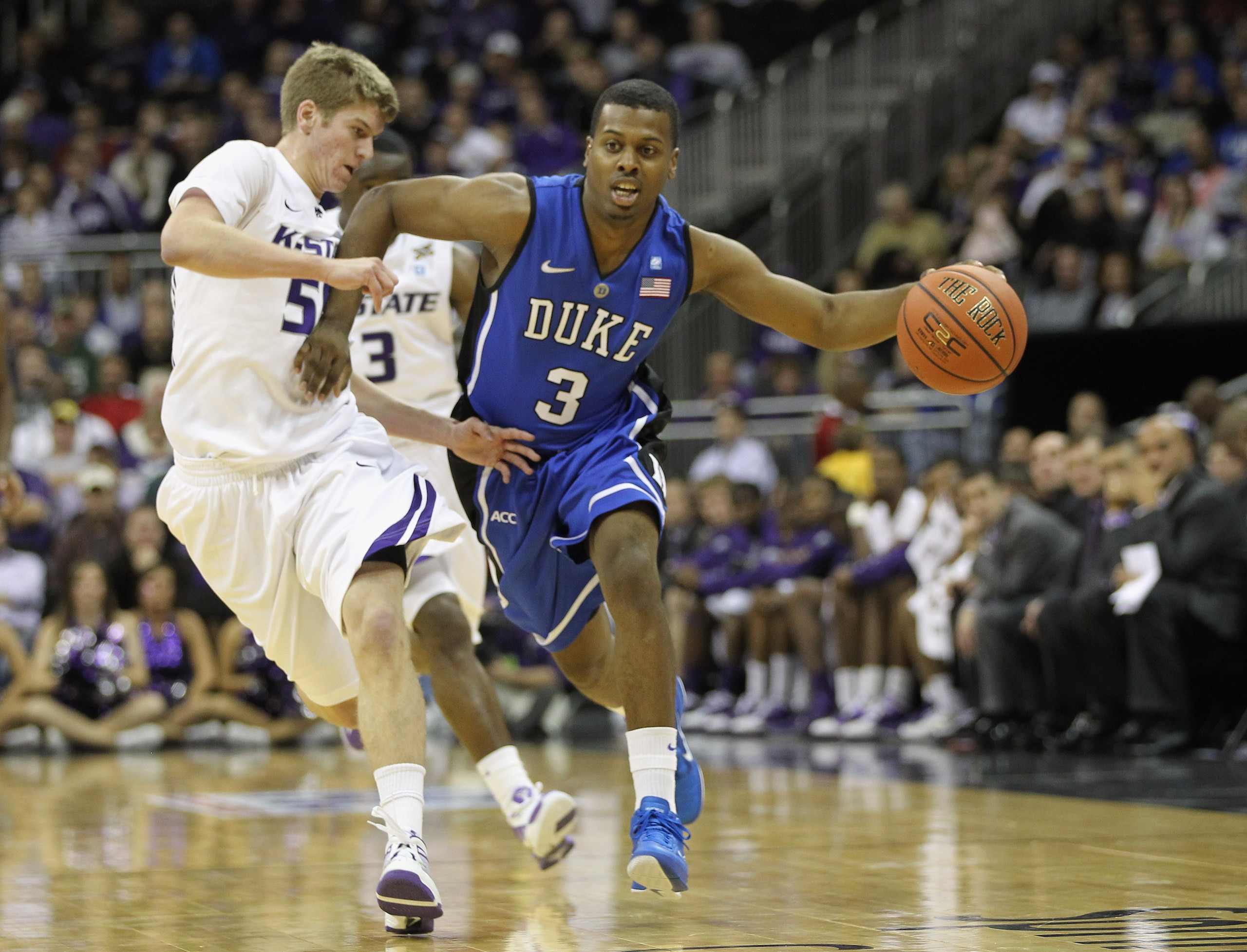 KANSAS CITY, MO - NOVEMBER 23:  Tyler Thornton #3 of the Duke Blue Devils in action during the CBE Classic game against the Kansas State Wildcats on November 23, 2010 at the Sprint Center in Kansas City, Missouri.  (Photo by Jamie Squire/Getty Images)