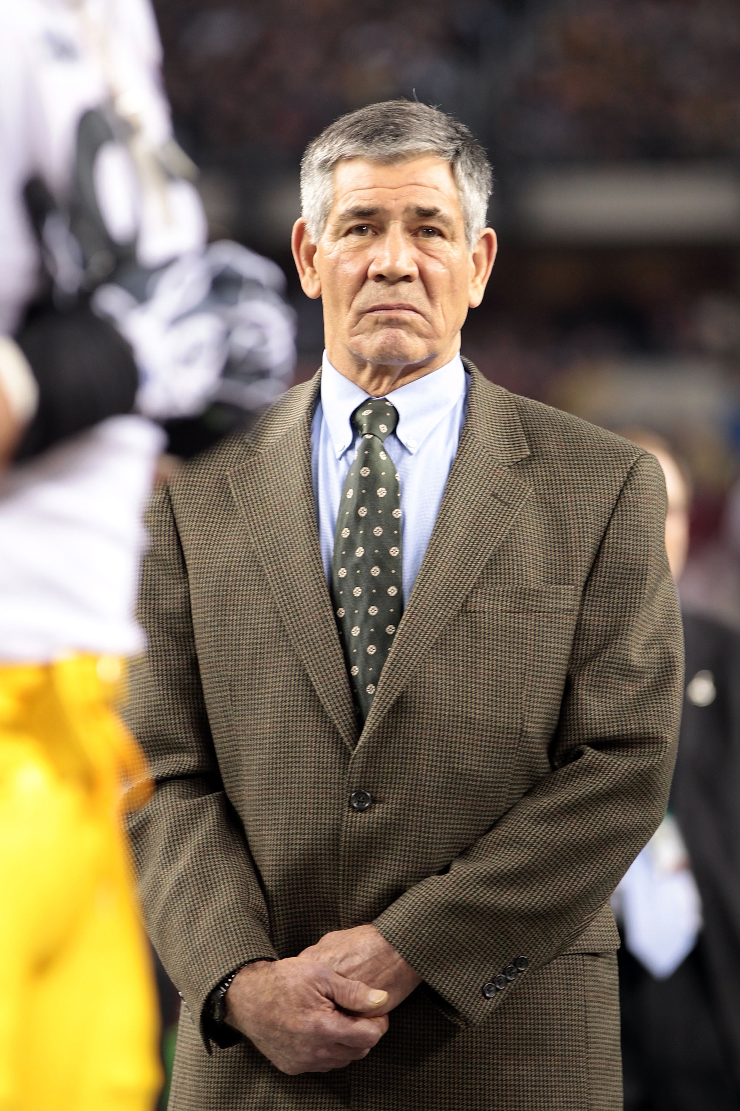 ARLINGTON, TX - FEBRUARY 06: NFL Hall of Fame inductee Chris Hanburger looks on during Super Bowl XLV at Cowboys Stadium on February 6, 2011 in Arlington, Texas.  (Photo by Jamie Squire/Getty Images)