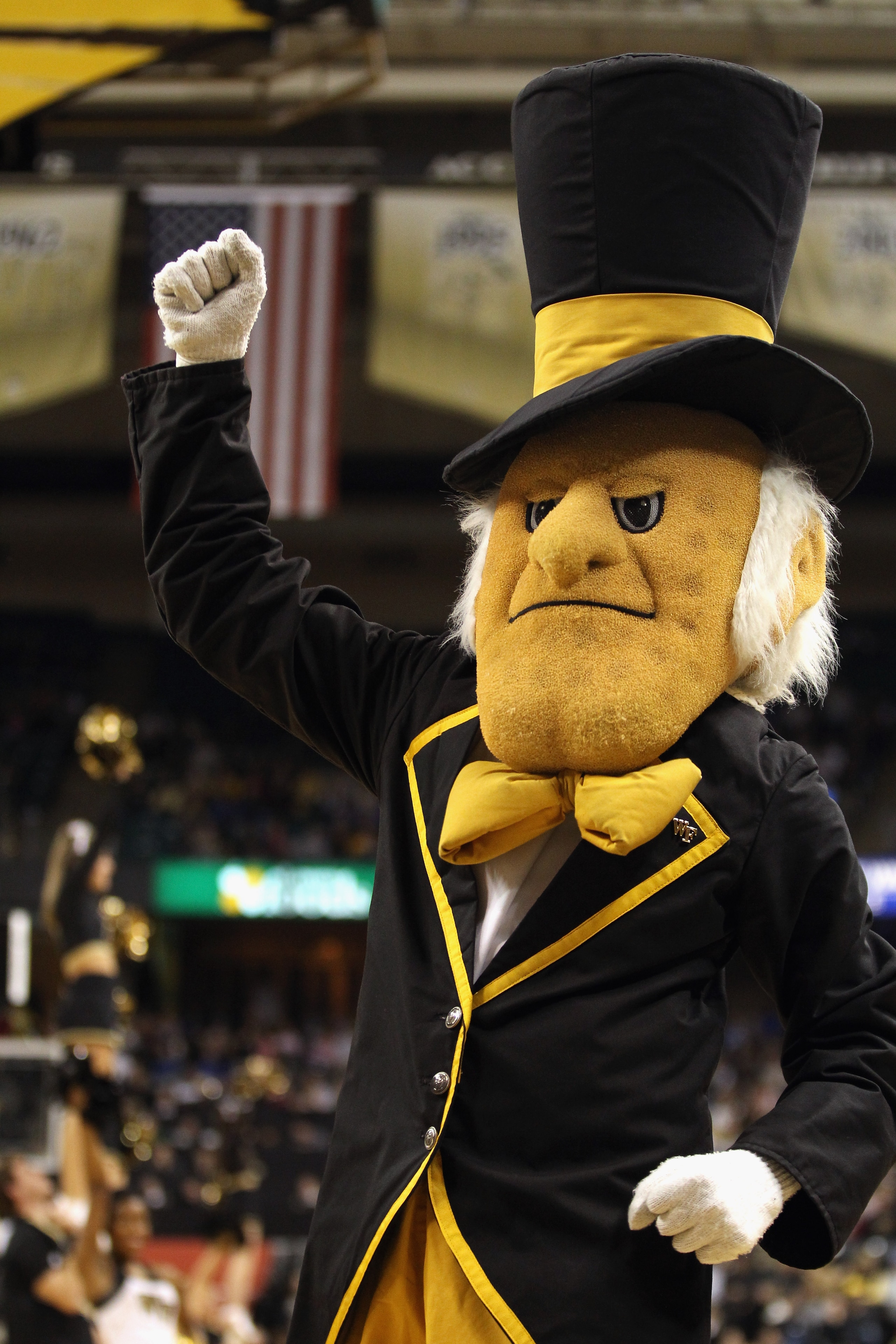 WINSTON SALEM, NC - JANUARY 22:  A general view of the mascot of the Wake Forest Demon Deacons during their game against the Duke Blue Devils at Lawrence Joel Coliseum on January 22, 2011 in Winston Salem, North Carolina.  (Photo by Streeter Lecka/Getty I