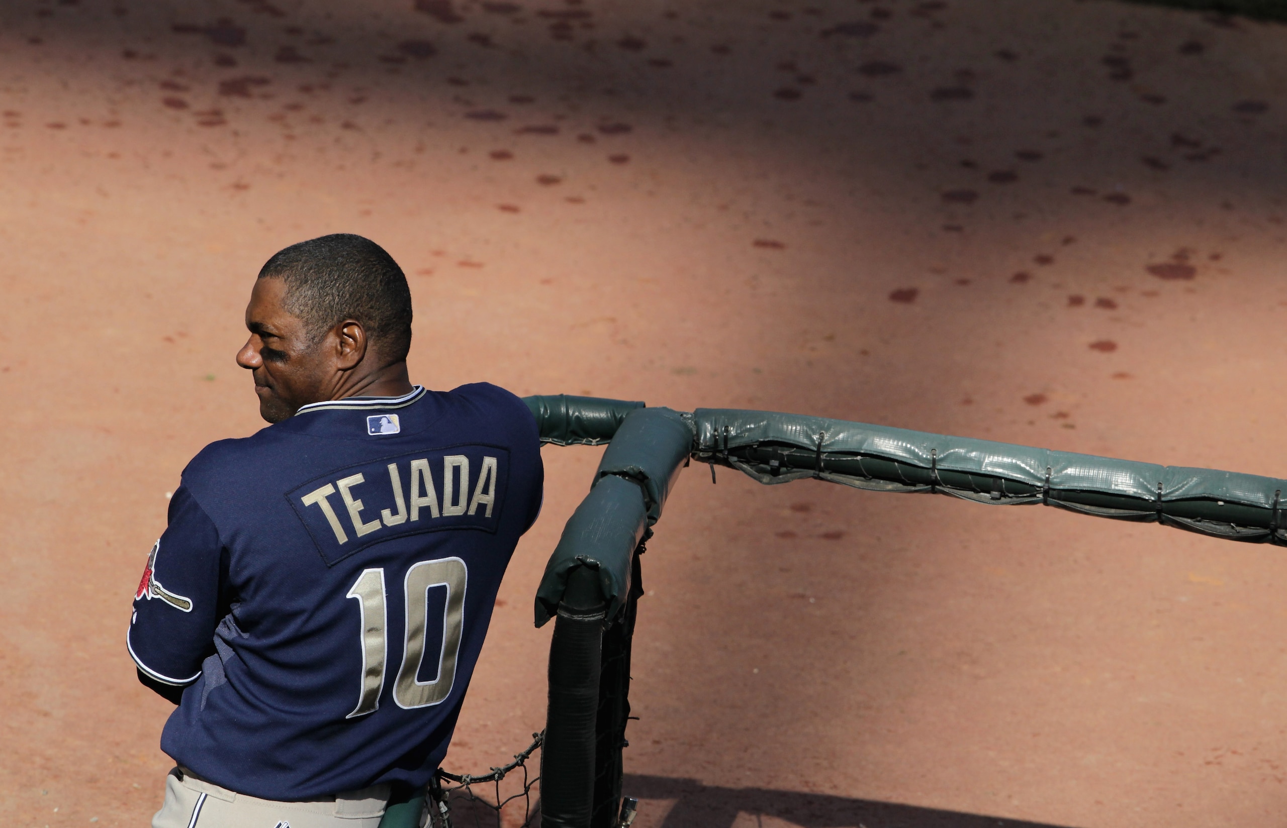 SAN FRANCISCO - OCTOBER 03:  Miguel Tejada #10  of the San Diego Padres looks during the sixth inning agains the San Francisco Giants at AT&T Park on October 3, 2010 in San Francisco, California.  (Photo by Justin Sullivan/Getty Images)