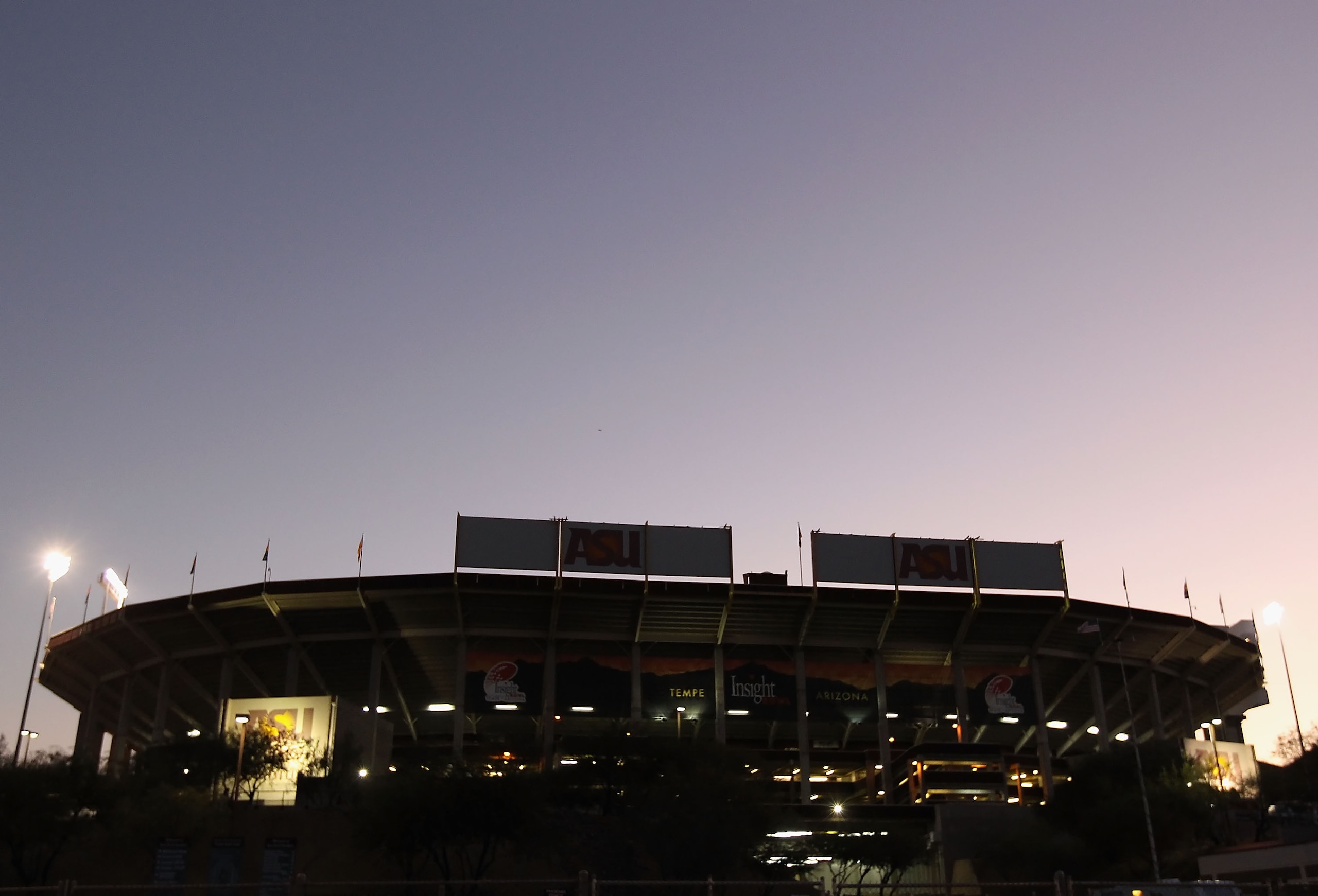 TEMPE, AZ - DECEMBER 28:  General view of the exterior of Sun Devil Stadium before the Insight Bowl between the Missouri Tigers and the Iowa Hawkeyes on December 28, 2010 in Tempe, Arizona.  (Photo by Christian Petersen/Getty Images)