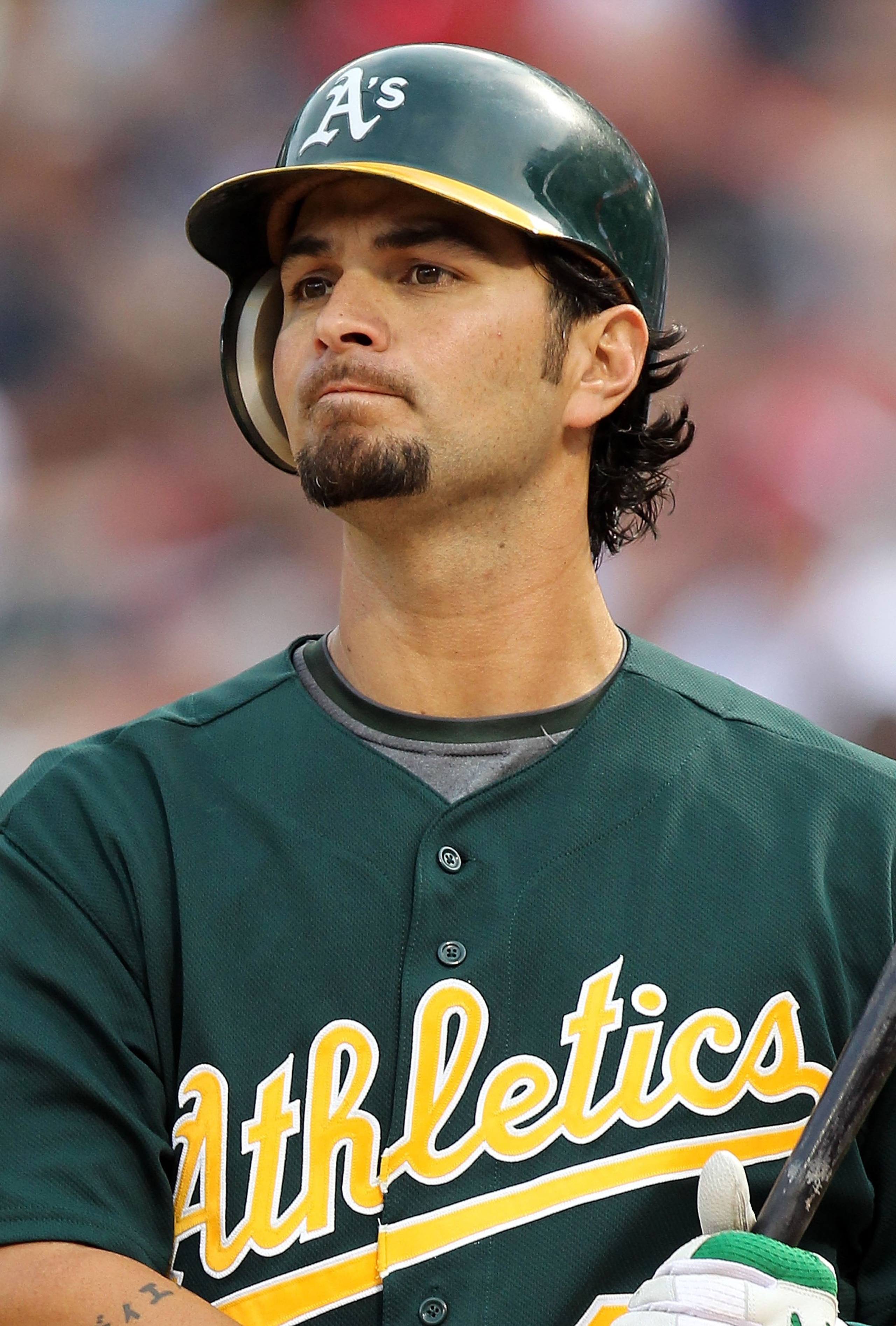 ARLINGTON, TX - MAY 11:  Eric Chavez #3 of the Oakland Athletics on May 11, 2010 at Rangers Ballpark in Arlington, Texas.  (Photo by Ronald Martinez/Getty Images)