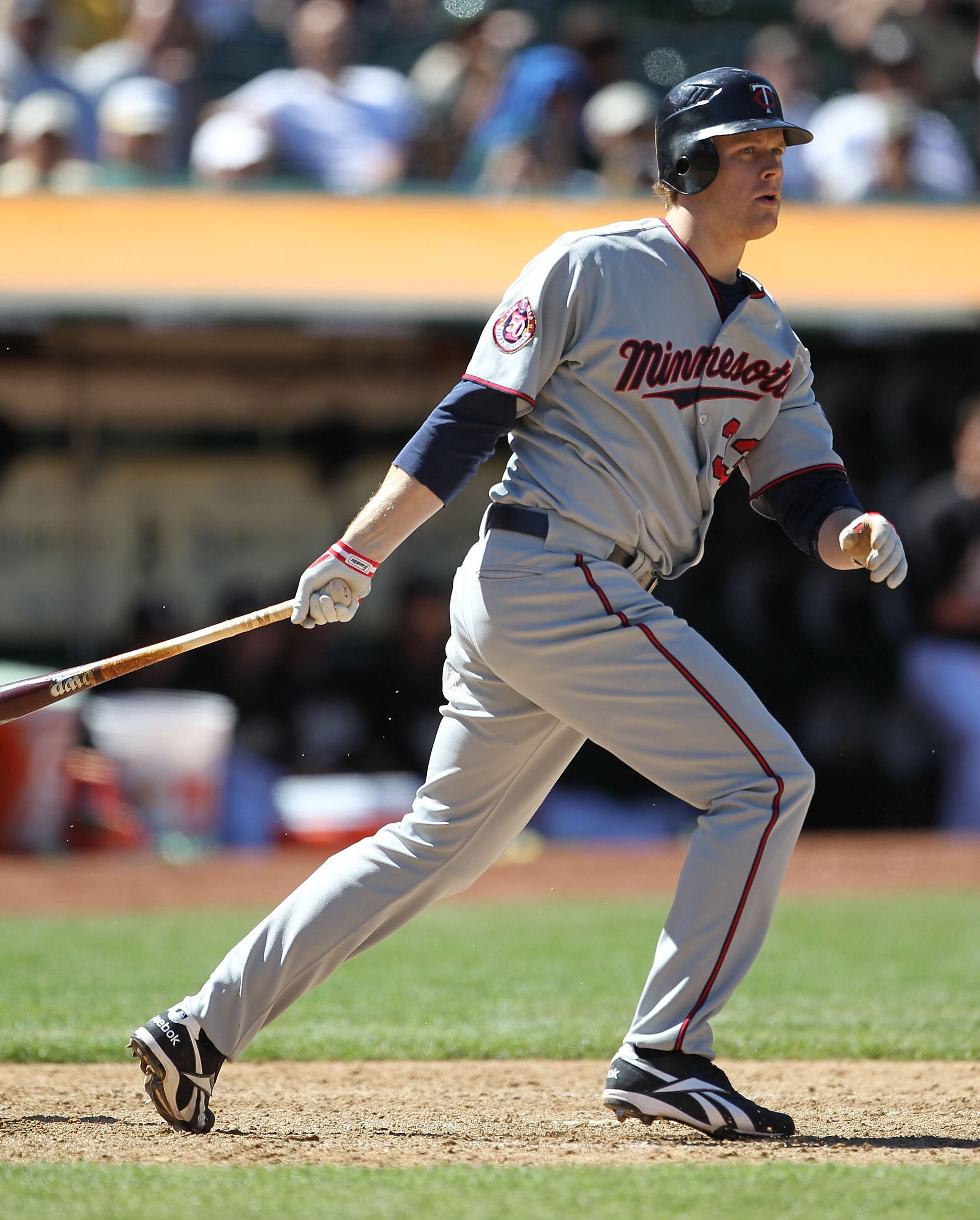OAKLAND, CA - JUNE 06:  Justin Morneau #33 of the Minnesota Twins bats against the Oakland Athletics during an MLB game at the Oakland-Alameda County Coliseum on June 6, 2010 in Oakland, California.  (Photo by Jed Jacobsohn/Getty Images)