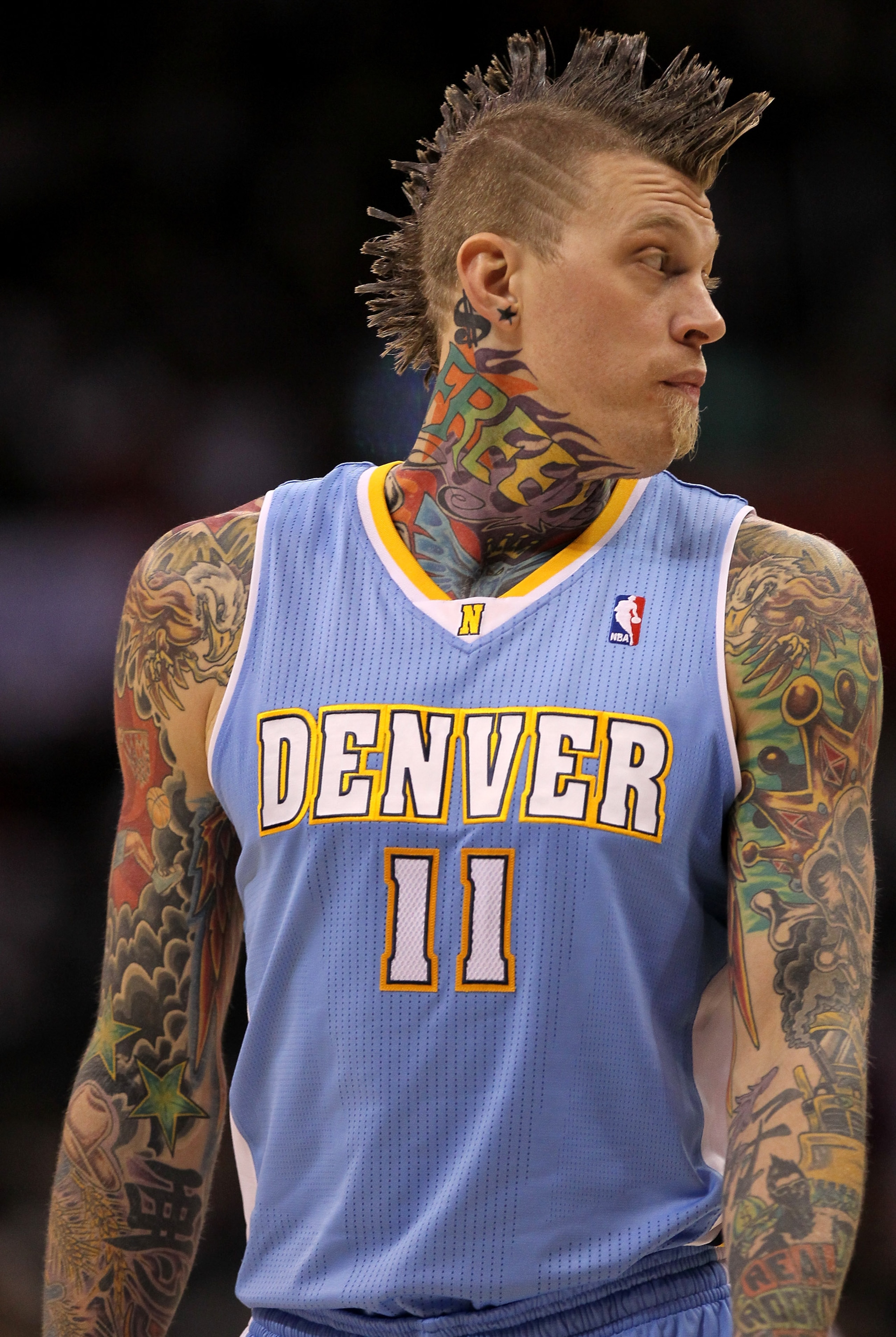 LOS ANGELES, CA - JANUARY 5:   Chris Andersen #11 of the Denver Nuggets looks around during the game with he Los Angeles Clippers at Staples Center on January 5, 2011  in Los Angeles, California. The Clippers won 106-93.  NOTE TO USER: User expressly ackn