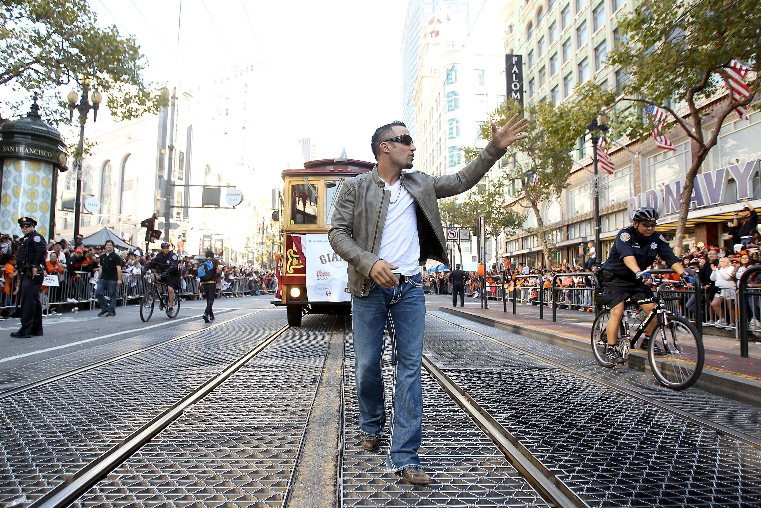 SAN FRANCISCO - NOVEMBER 03:  Andres Torres of the San Francisco Giants walks down the street during the San Francisco Giants victory parade on November 3, 2010 in San Francisco, California.  (Photo by Ezra Shaw/Getty Images)