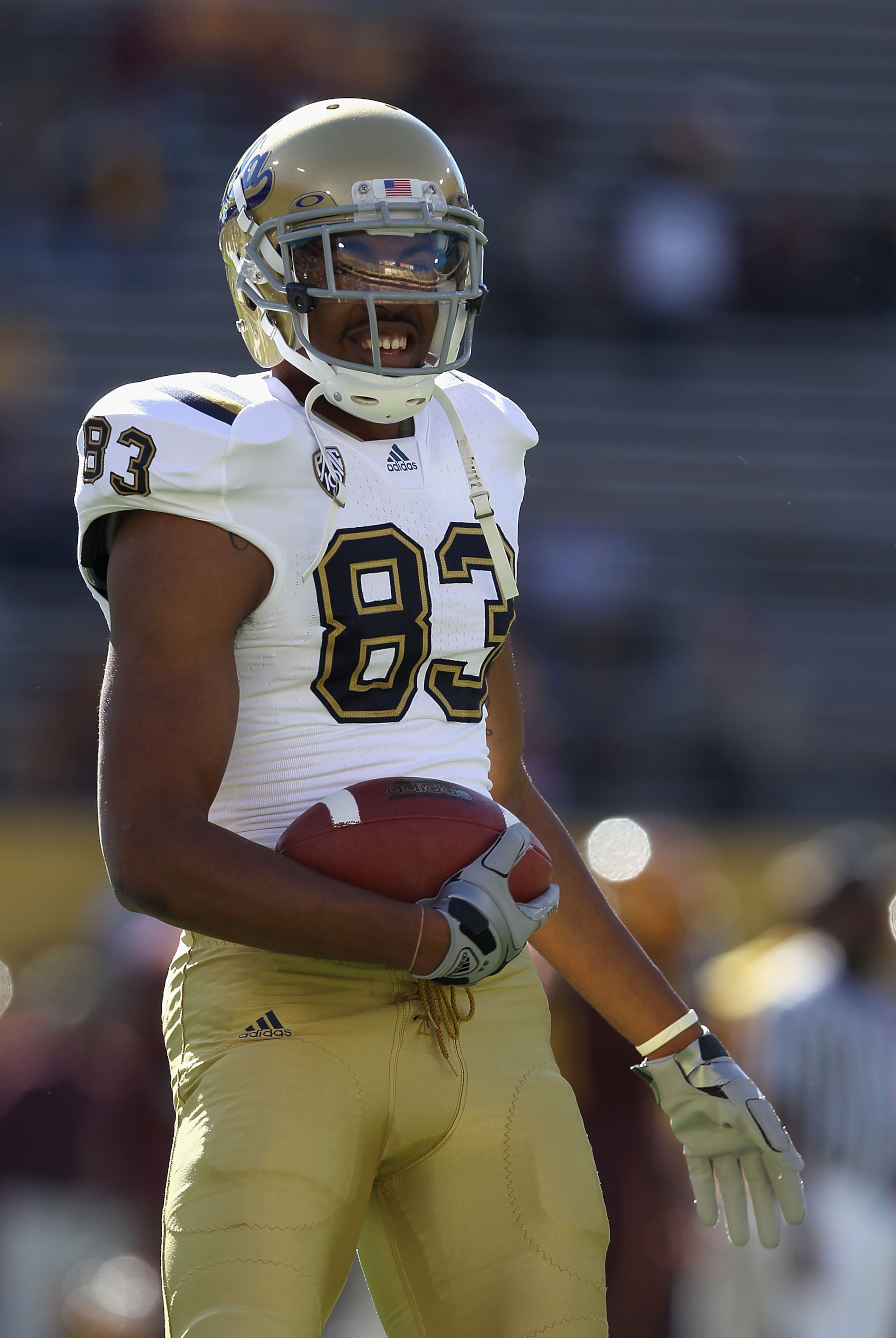 TEMPE, AZ - NOVEMBER 26:  Wide receiver Nelson Rosario #83 of the UCLA Bruins warms up before the college football game against the Arizona State Sun Devils at Sun Devil Stadium on November 26, 2010 in Tempe, Arizona. . The Sun Devils defeated the Bruins