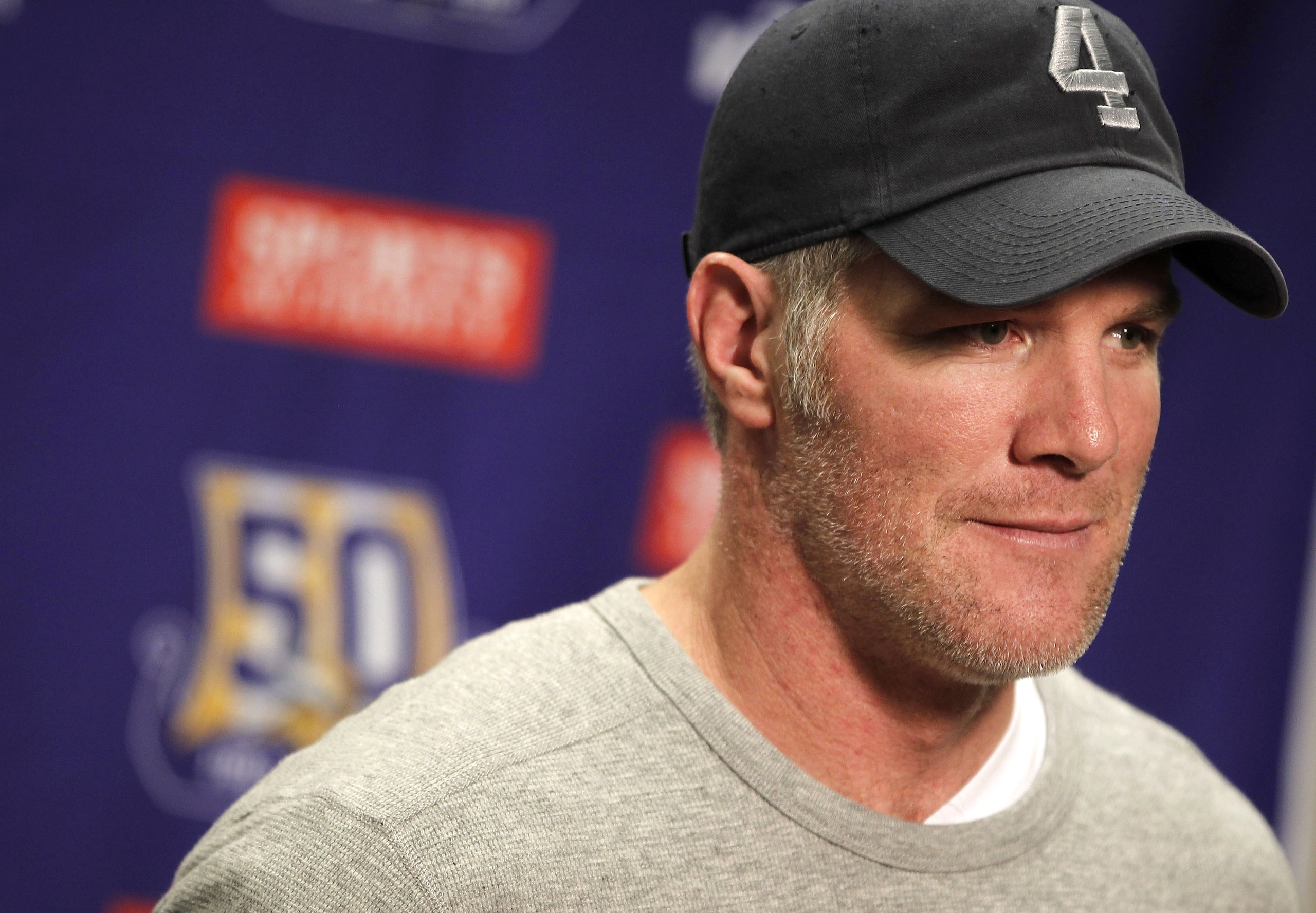 DETROIT, MI - JANUARY 02: Brett Favre #4 of the Minnesota Vikings talks at a post game press conference after a 13-20 loss to the Detroit Lions at Ford Field on January 2, 2011 in Detroit, Michigan. (Photo by Gregory Shamus/Getty Images) DETROIT, MI - JANUARY 02: Brett Favre #4 of the Minnesota Vikings talks at a post game press conference after a 13-20 loss to the Detroit Lions at Ford Field on January 2, 2011 in Detroit, Michigan. (Photo by Gregory Shamus/Getty Images)