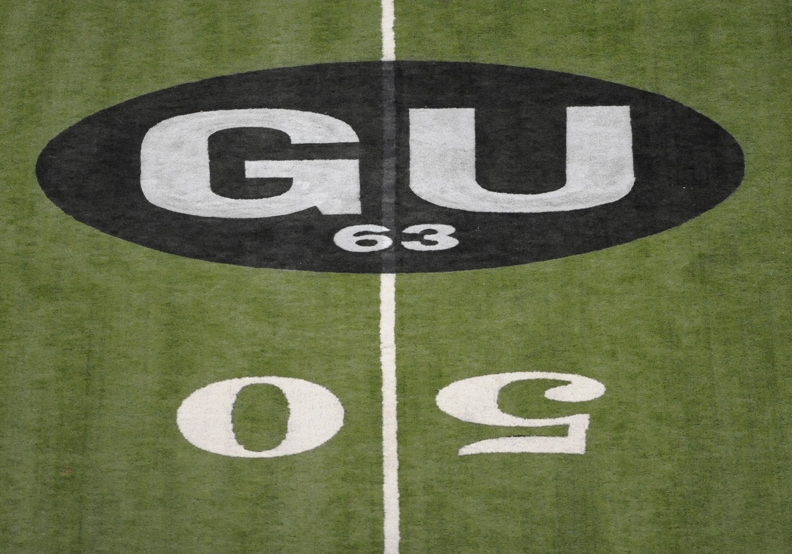 ATLANTA, GA - SEPTEMBER 7: detail view of the midfield sign commerating Hall of Fame lineman Gene Upshaw #63 of the Oakland Raiders as the Atlanta Falcons host the Detroit Lions at the Georgia Dome on September 7, 2008 in Atlanta, Georgia. (Photo by Al M ATLANTA, GA - SEPTEMBER 7: detail view of the midfield sign commerating Hall of Fame lineman Gene Upshaw #63 of the Oakland Raiders as the Atlanta Falcons host the Detroit Lions at the Georgia Dome on September 7, 2008 in Atlanta, Georgia. (Photo by Al M