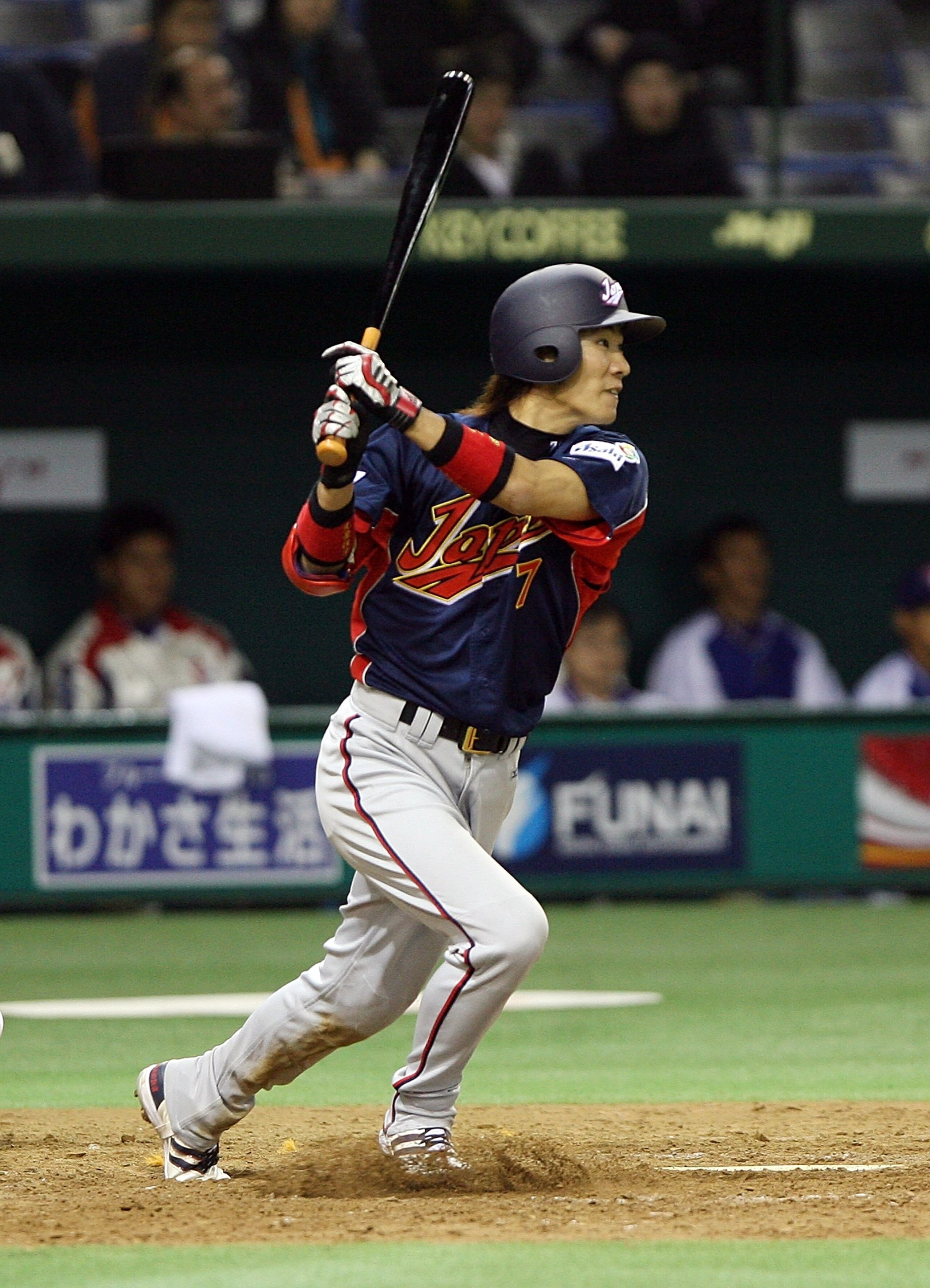 TOKYO, JAPAN - MARCH 4: Infielder Tsuyoshi Nishioka #7 of Japan watches the ball after hitting during the first round of the 2006 World Baseball Classic at the Tokyo Dome on March 4, 2006 in Tokyo, Japan. (Photo by Koichi Kamoshida/Getty Images) TOKYO, JAPAN - MARCH 4: Infielder Tsuyoshi Nishioka #7 of Japan watches the ball after hitting during the first round of the 2006 World Baseball Classic at the Tokyo Dome on March 4, 2006 in Tokyo, Japan. (Photo by Koichi Kamoshida/Getty Images)