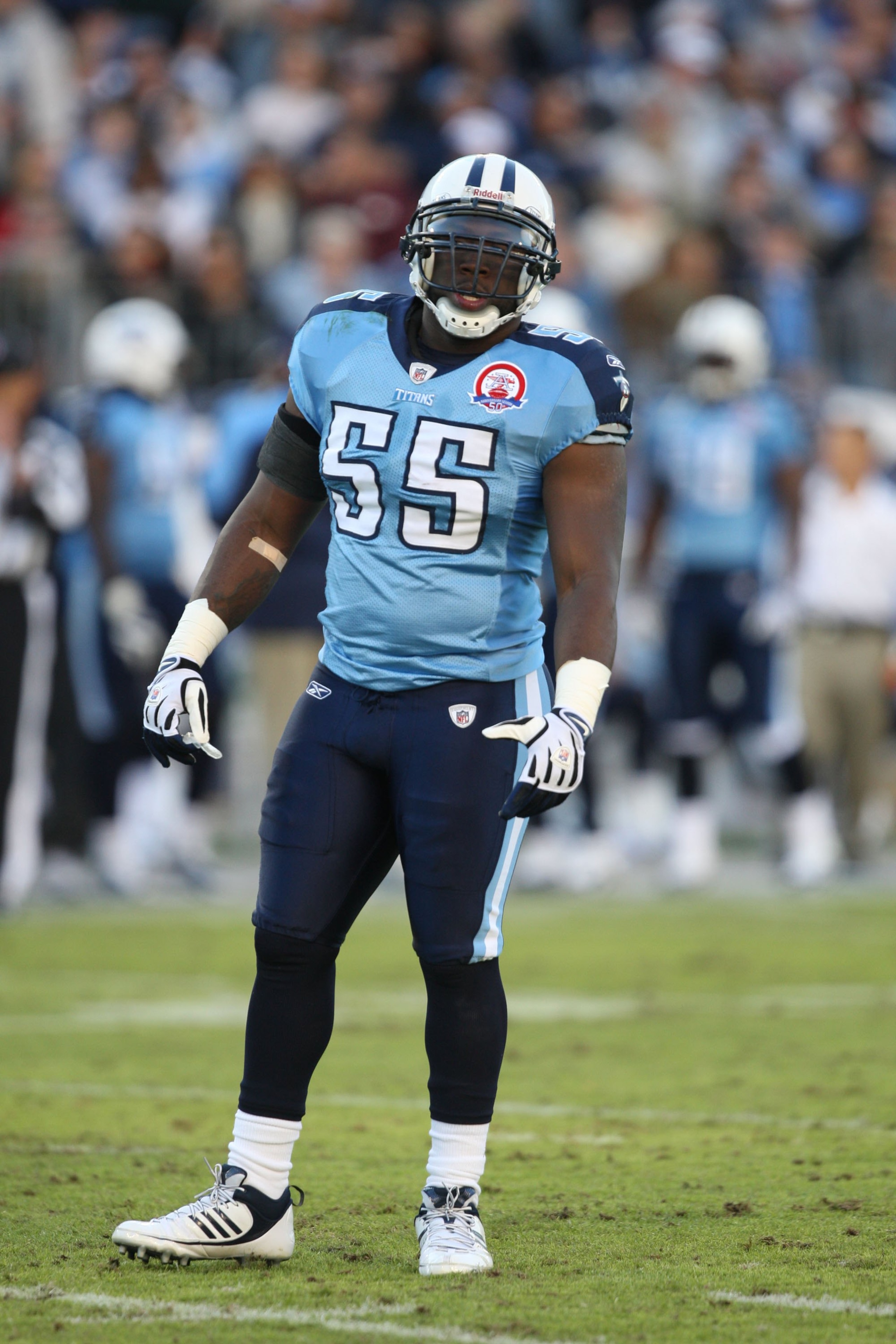 NASHVILLE, TN - NOVEMBER 1: Stephen Tulloch #55 of the Tennessee Titans looks on during the game against the Jacksonville Jaguars at LP Field on November 1, 2009 in Nashville, Tennessee. (Photo by Streeter Lecka/Getty Images) NASHVILLE, TN - NOVEMBER 1: Stephen Tulloch #55 of the Tennessee Titans looks on during the game against the Jacksonville Jaguars at LP Field on November 1, 2009 in Nashville, Tennessee. (Photo by Streeter Lecka/Getty Images)