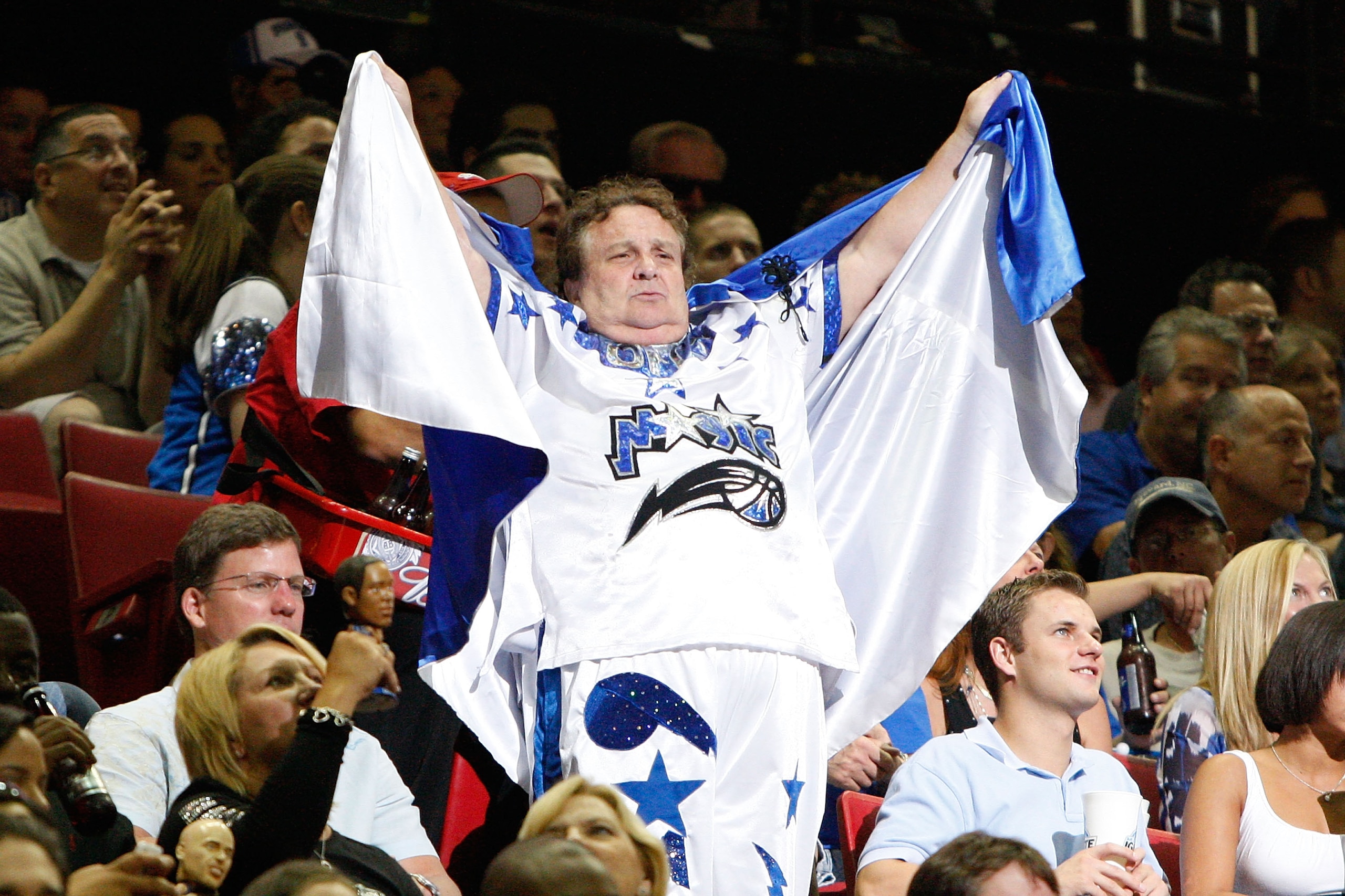 ORLANDO, FL - MAY 18:  A fan of the Orlando Magic supports his team against the Boston Celtics in Game Two of the Eastern Conference Finals during the 2010 NBA Playoffs at Amway Arena on May 18, 2010 in Orlando, Florida.  NOTE TO USER: User expressly ackn