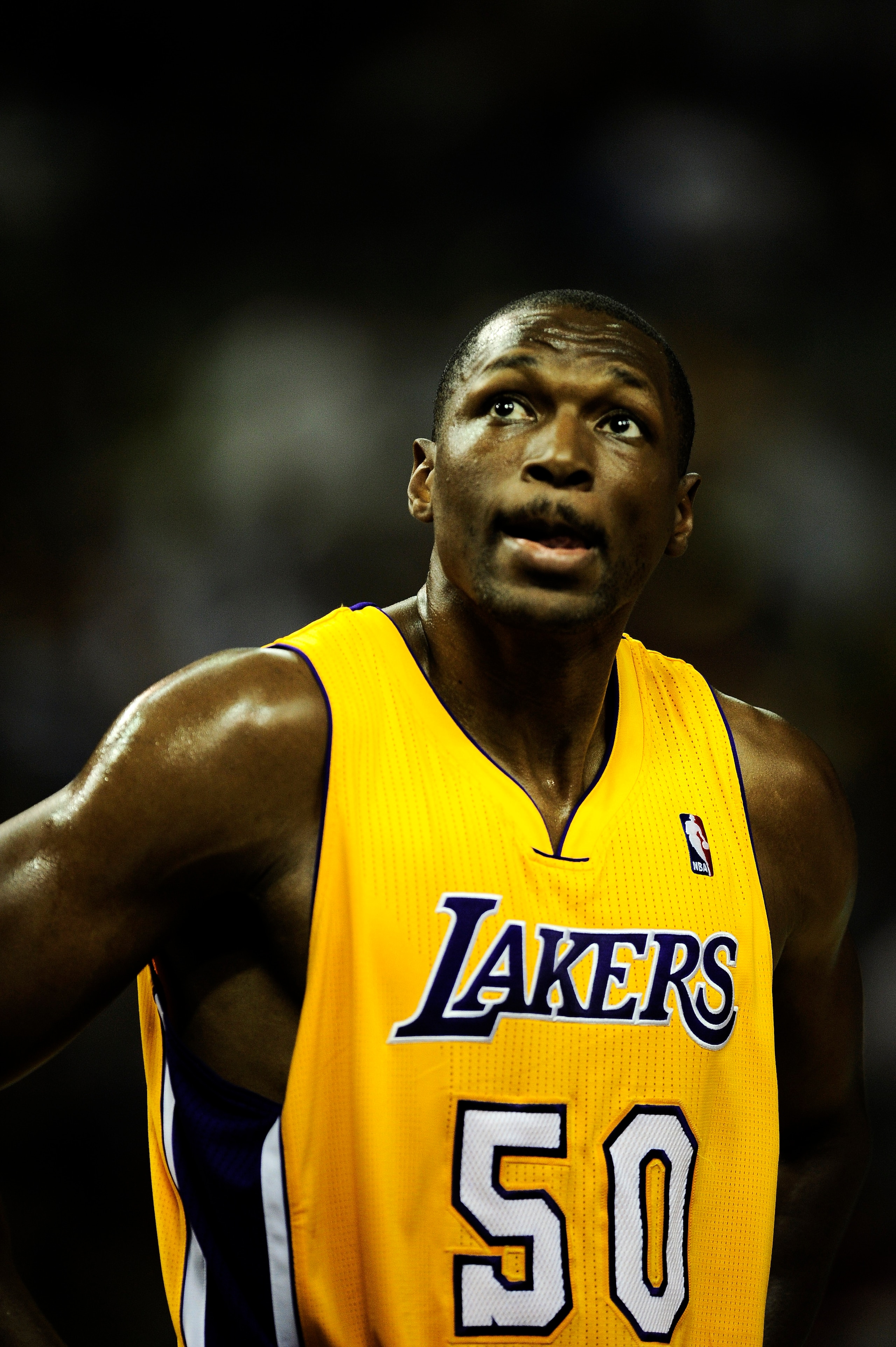 BARCELONA, SPAIN - OCTOBER 07: Theo Ratliff #50 of the Los Angeles Lakers looks on during the NBA Europe Live match between Los Angeles Lakers and Regal FC Barcelona at the at Palau Blaugrana on October 7, 2010 in Barcelona, Spain. (Photo by David Ramos BARCELONA, SPAIN - OCTOBER 07: Theo Ratliff #50 of the Los Angeles Lakers looks on during the NBA Europe Live match between Los Angeles Lakers and Regal FC Barcelona at the at Palau Blaugrana on October 7, 2010 in Barcelona, Spain. (Photo by David Ramos